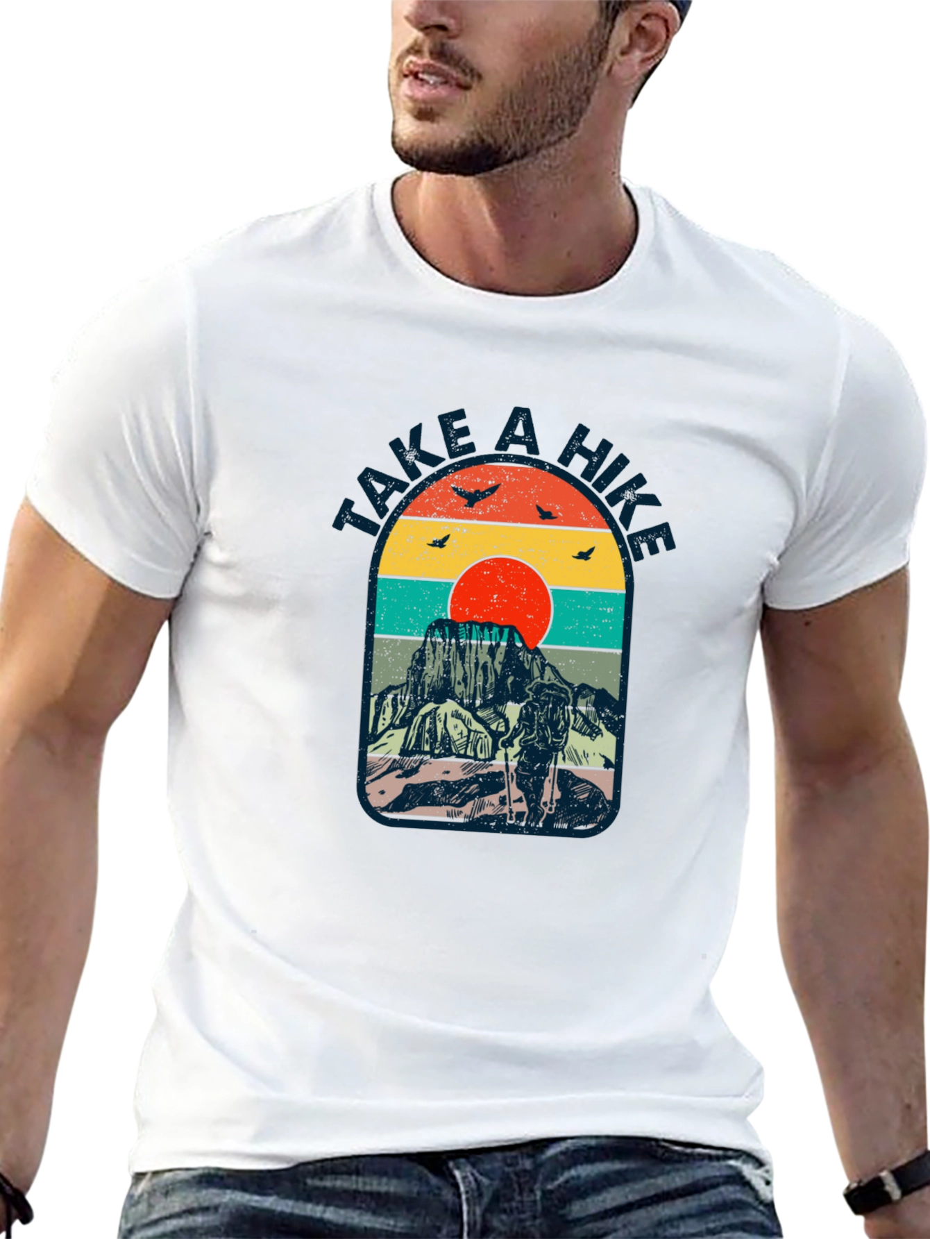 Black Retro "Take a Hike" Graphic T-Shirt view 13