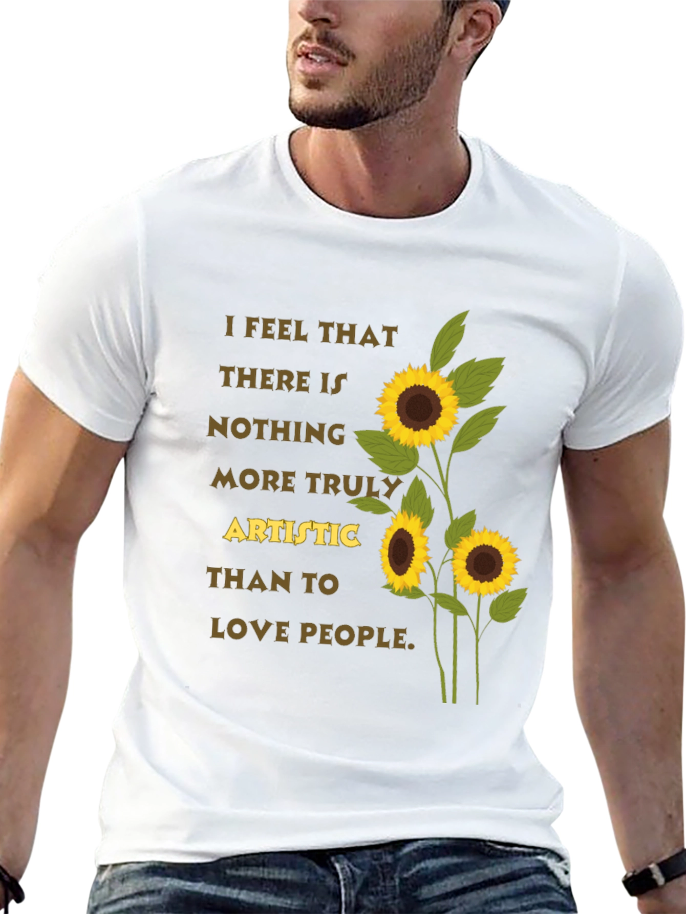 Black Artistic Sunflower T-Shirt - Love People Tee view 13