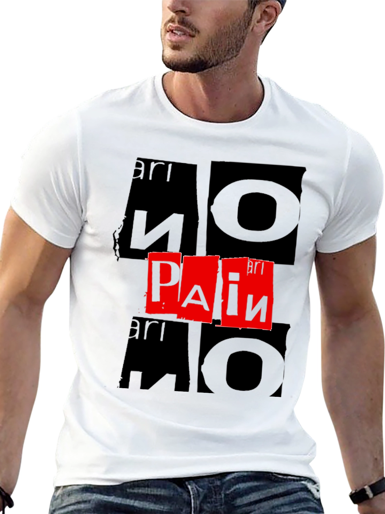 Black No Pain T-Shirt - Bold Graphic Print view 13