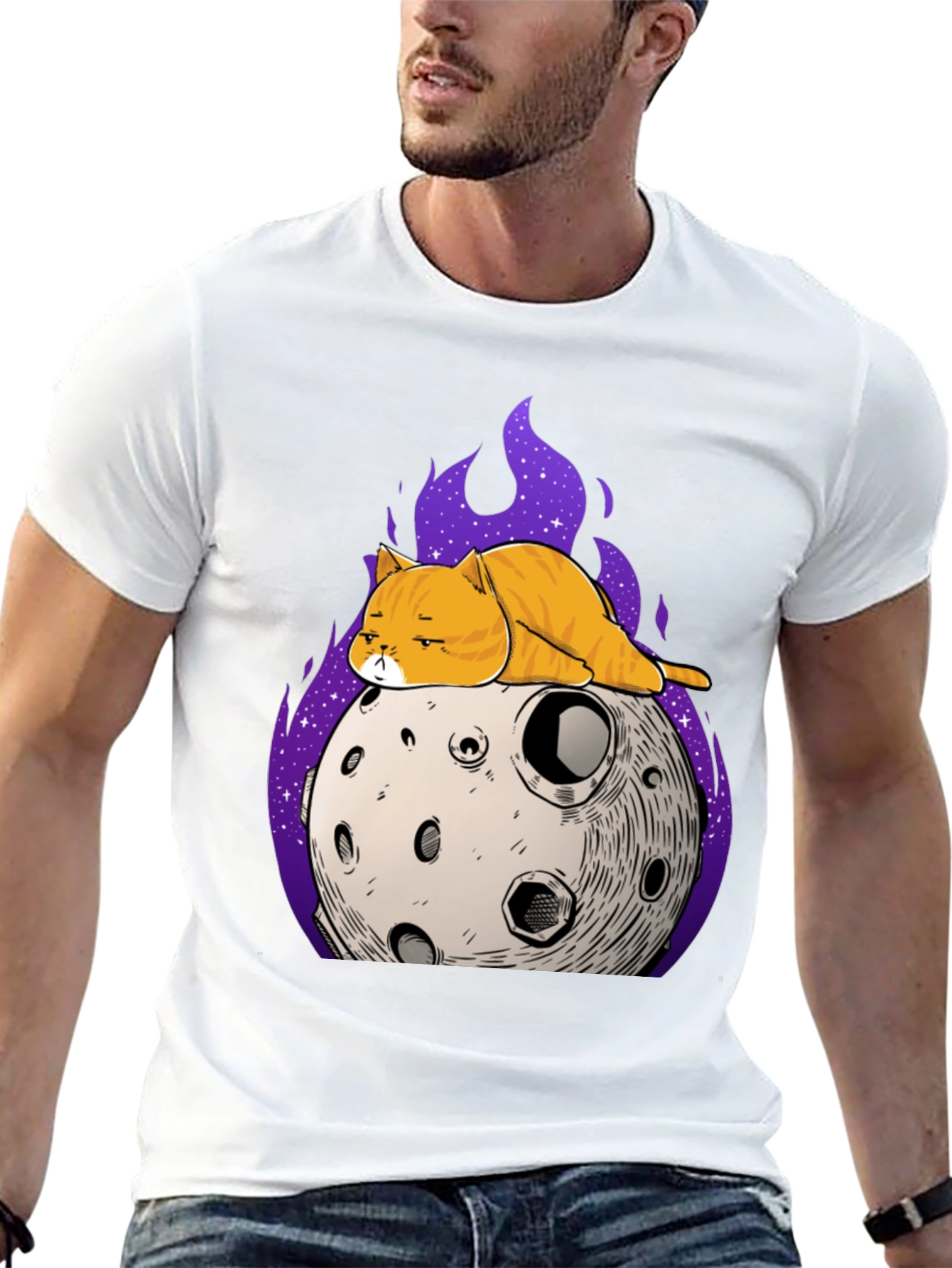 Black Cat on the Moon T-Shirt view 13