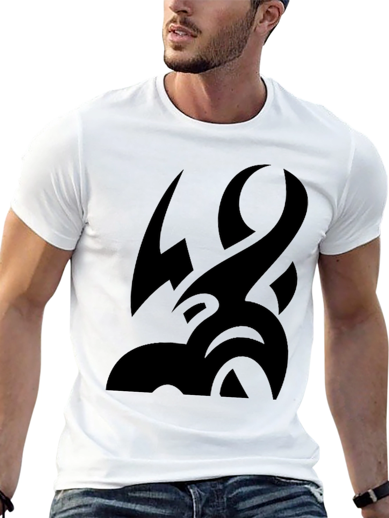 Black Tribal Tattoo Graphic Black T-Shirt view 13