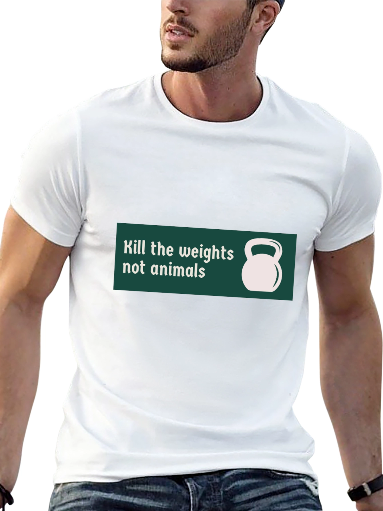 Black Vegan Workout T-Shirt - Kill the Weights, Not Animals view 13
