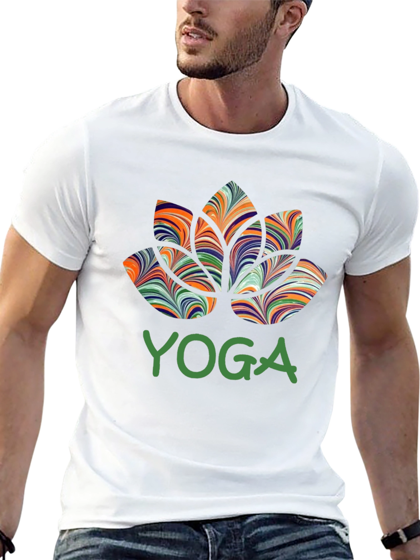 Black Yoga Lotus Flower Graphic T-Shirt view 13