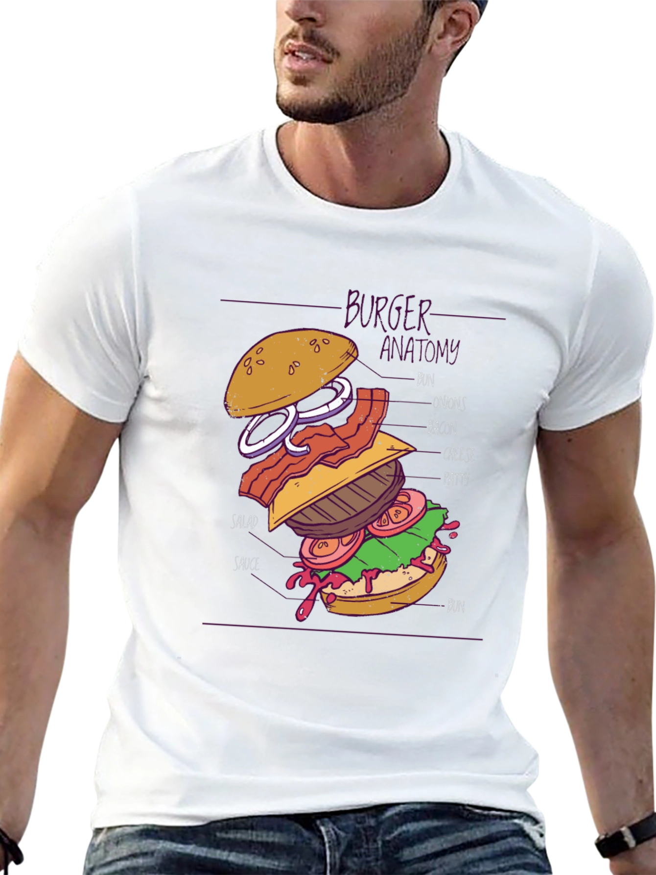 Black Burger Anatomy Graphic Tee - Black Cotton Blend view 13