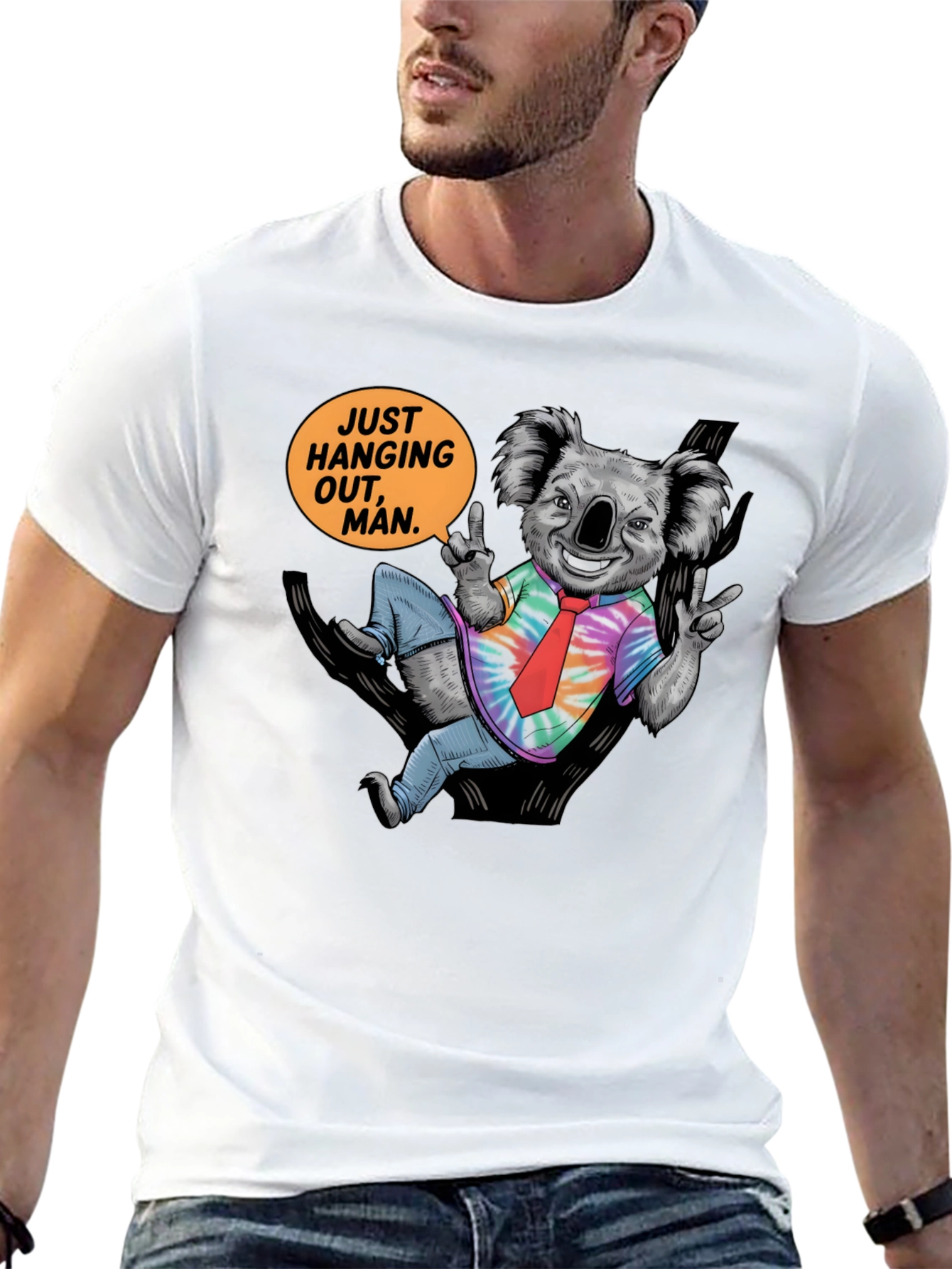 Black Cool Koala T-Shirt - Just Hanging Out, Man! view 13