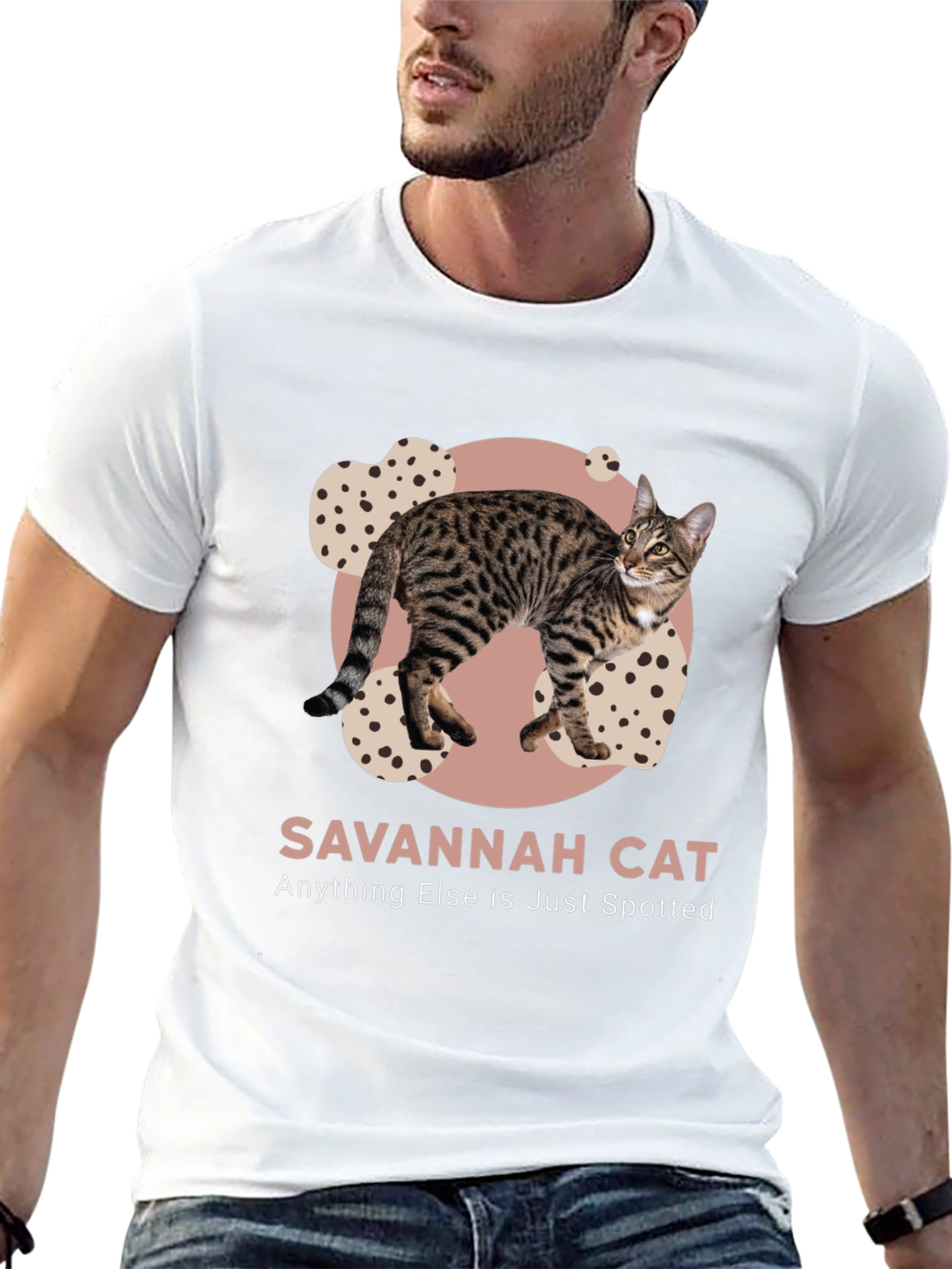 Black Savannah Cat Spotted T-Shirt - Unique Design view 13