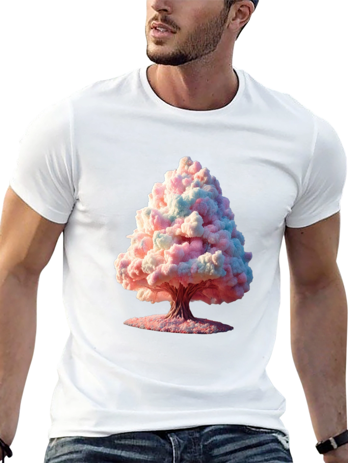 Black Cotton Candy Tree Graphic Black Tee view 13