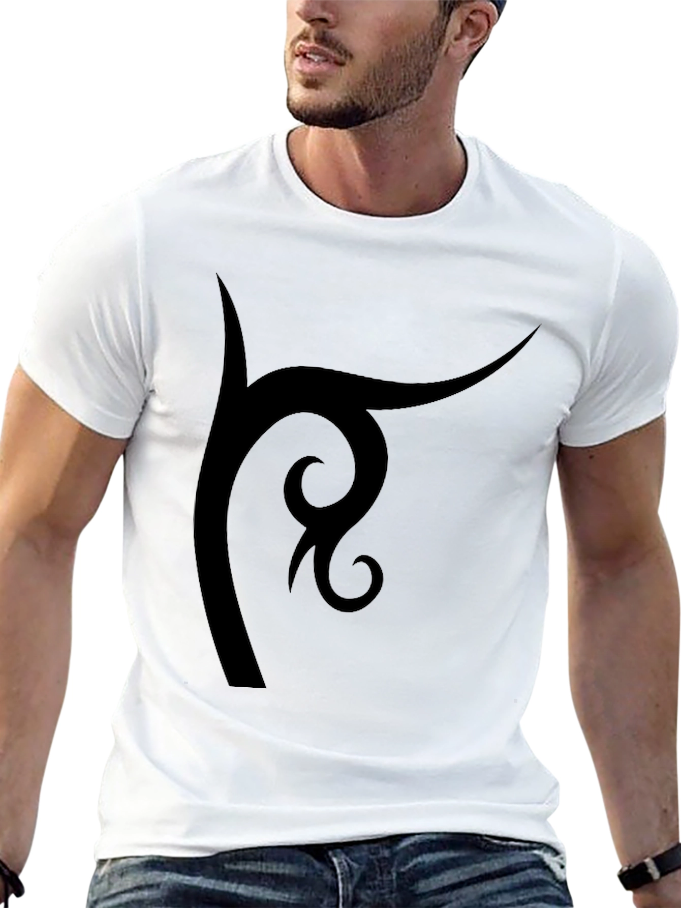 Black Tribal Design Black T-Shirt view 13