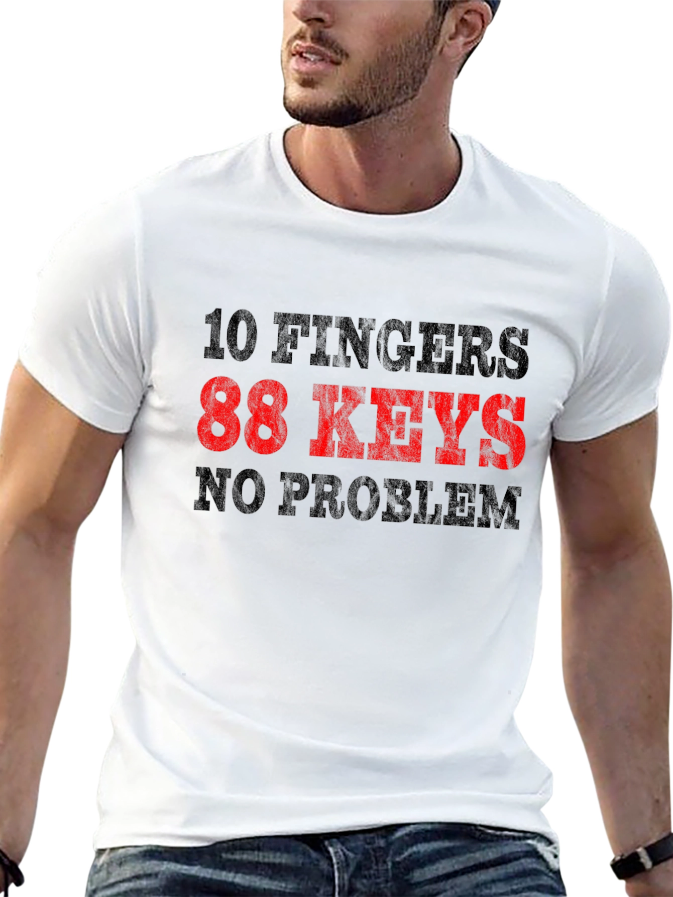 Black 10 Fingers 88 Keys No Problem T-Shirt view 13