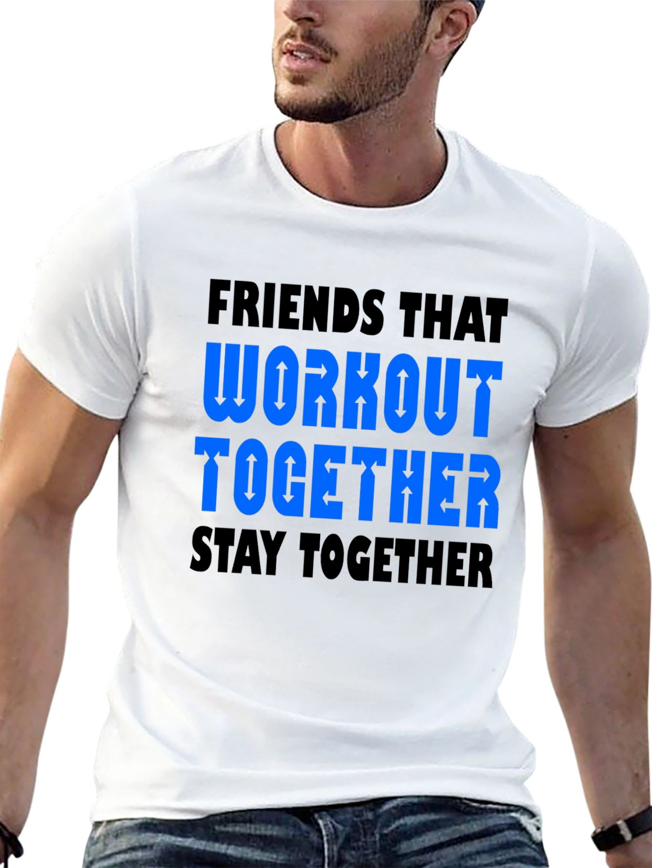 Black Friends Workout Together Graphic Tee - Black view 13