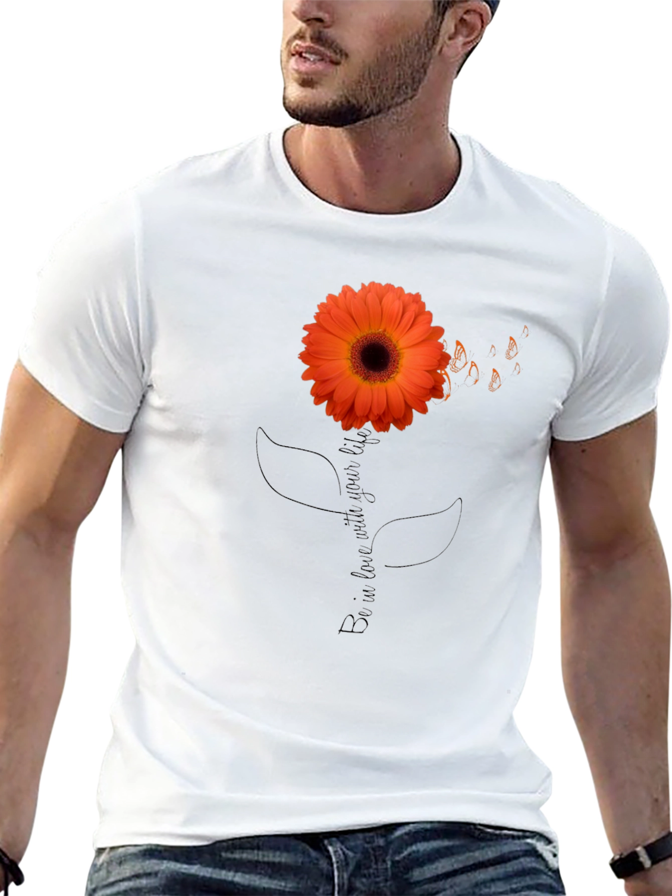 Black Sunflower Graphic Tee - Black Cotton T-Shirt view 13