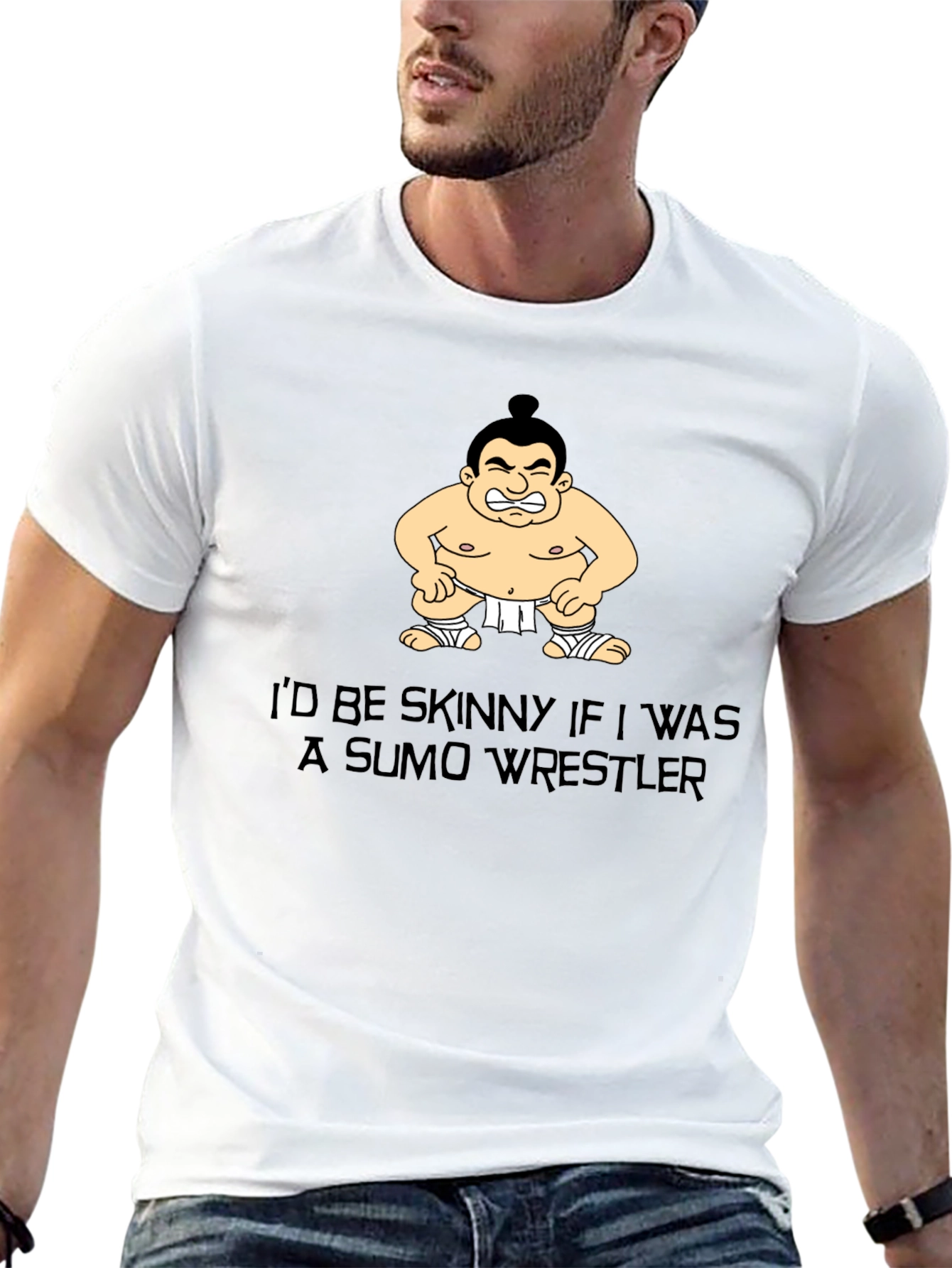Black Sumo Wrestler Graphic T-Shirt - Funny Design view 13