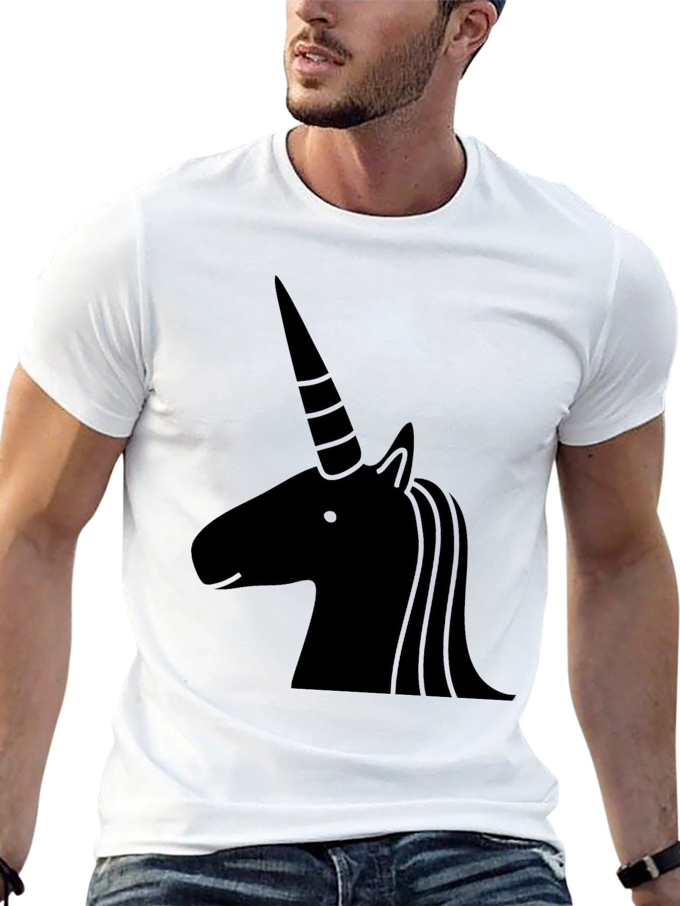 Black Unicorn Silhouette Black T-Shirt view 13