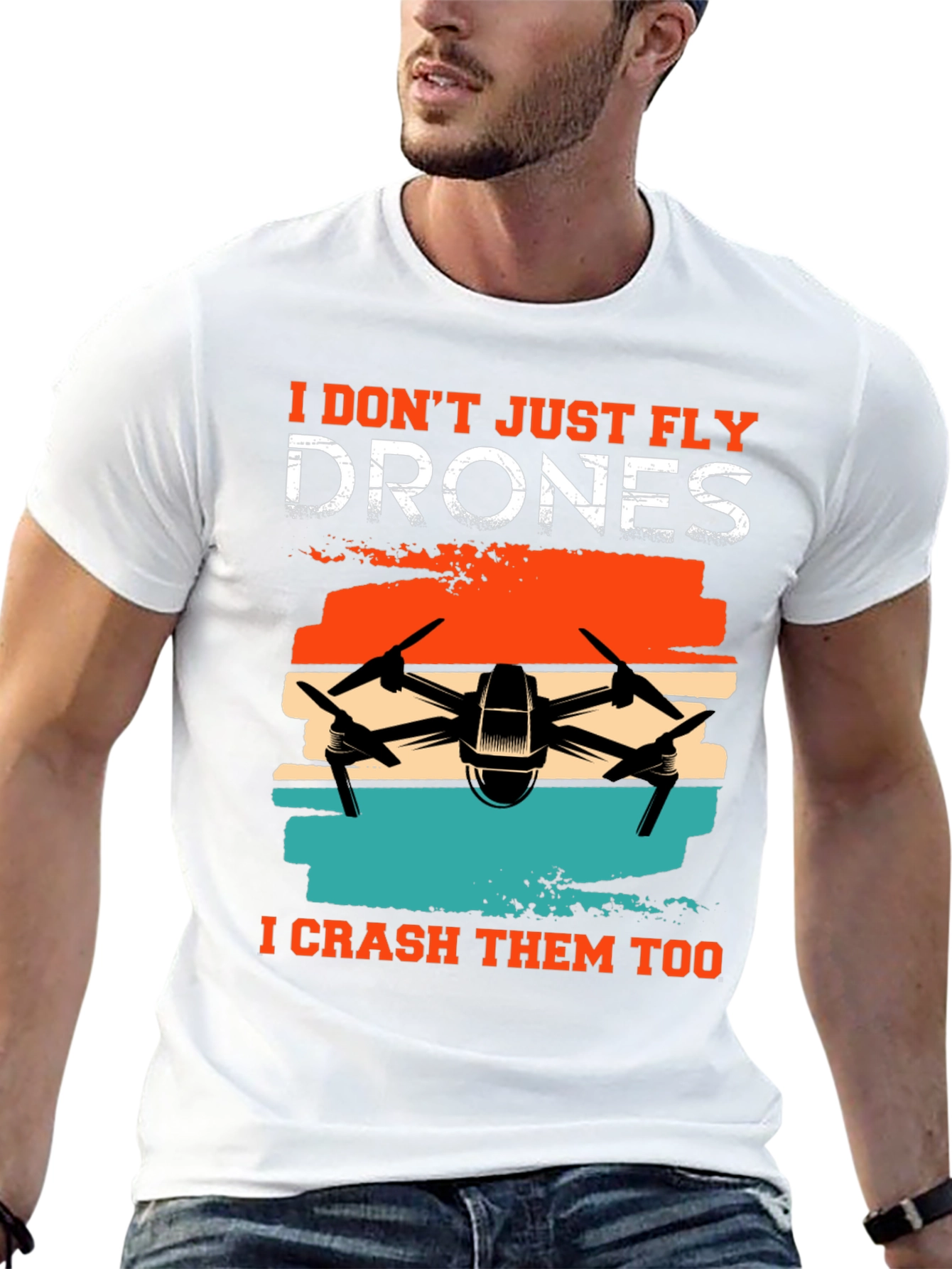 Black Drone Enthusiast T-Shirt - Fly & Crash view 13