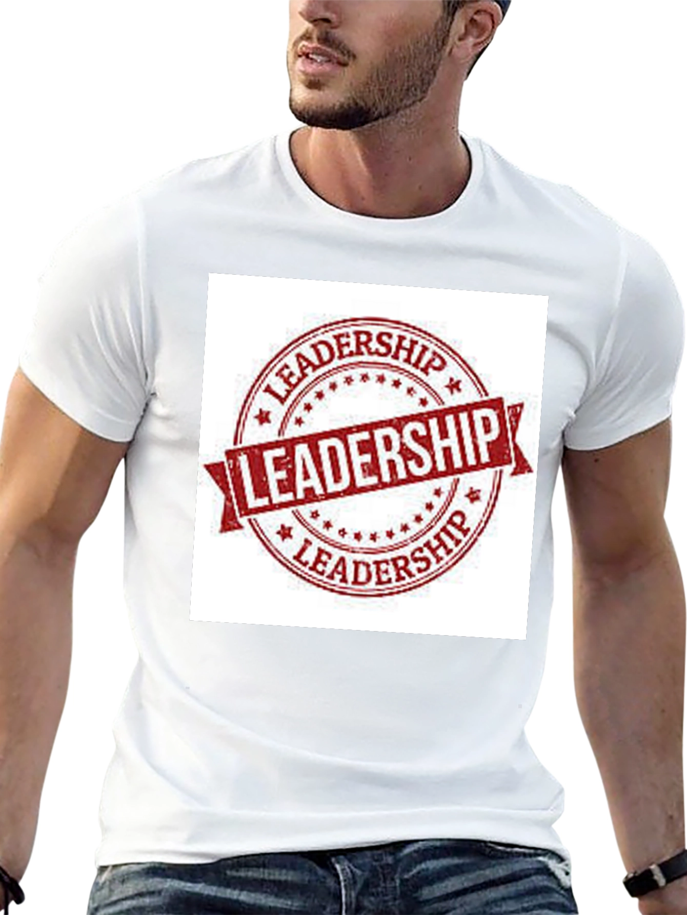 Black Leadership Stamp Graphic Tee - Black Cotton T-Shirt view 13