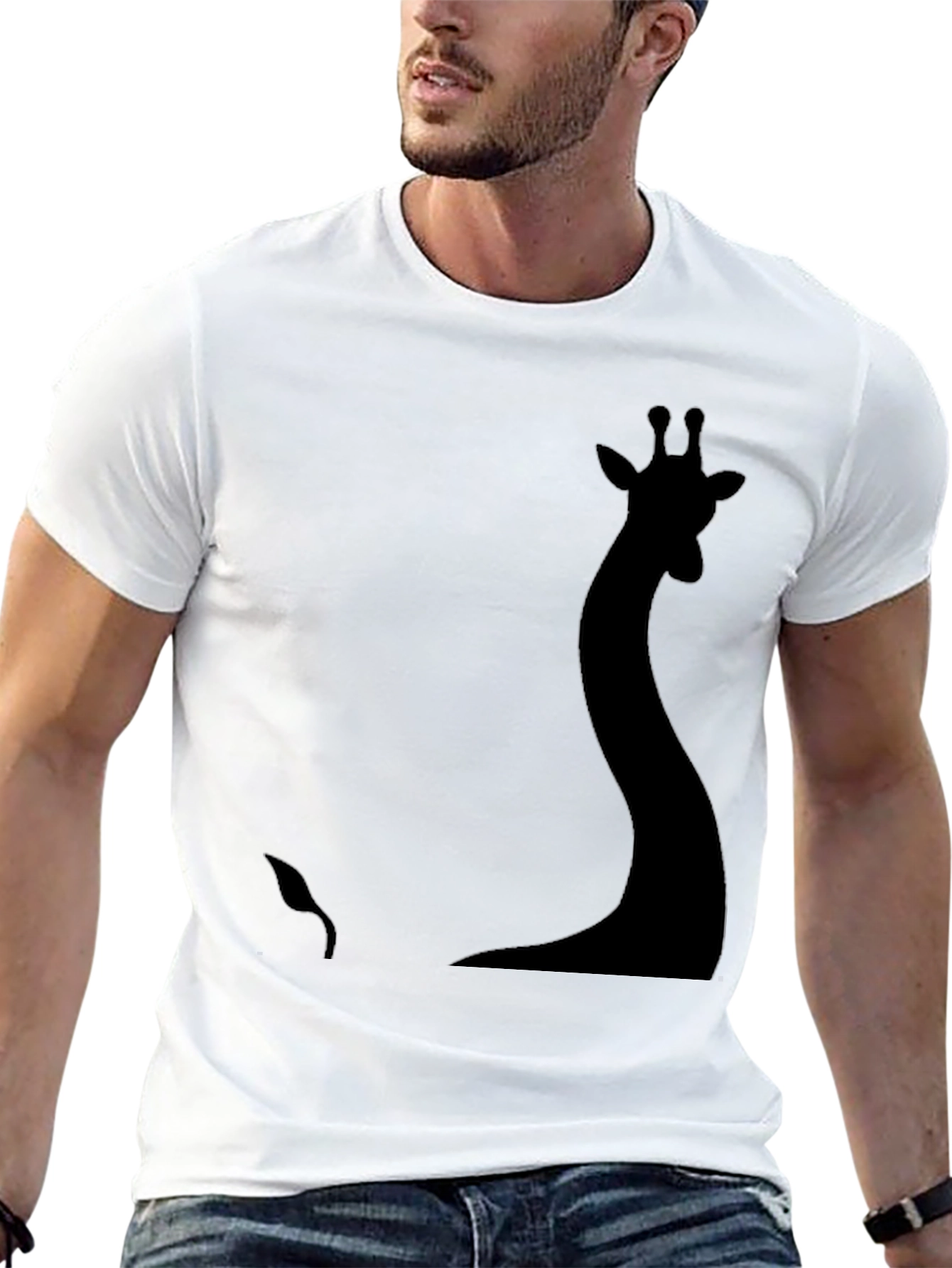 Black Silhouette Giraffe Graphic Tee - Black view 13