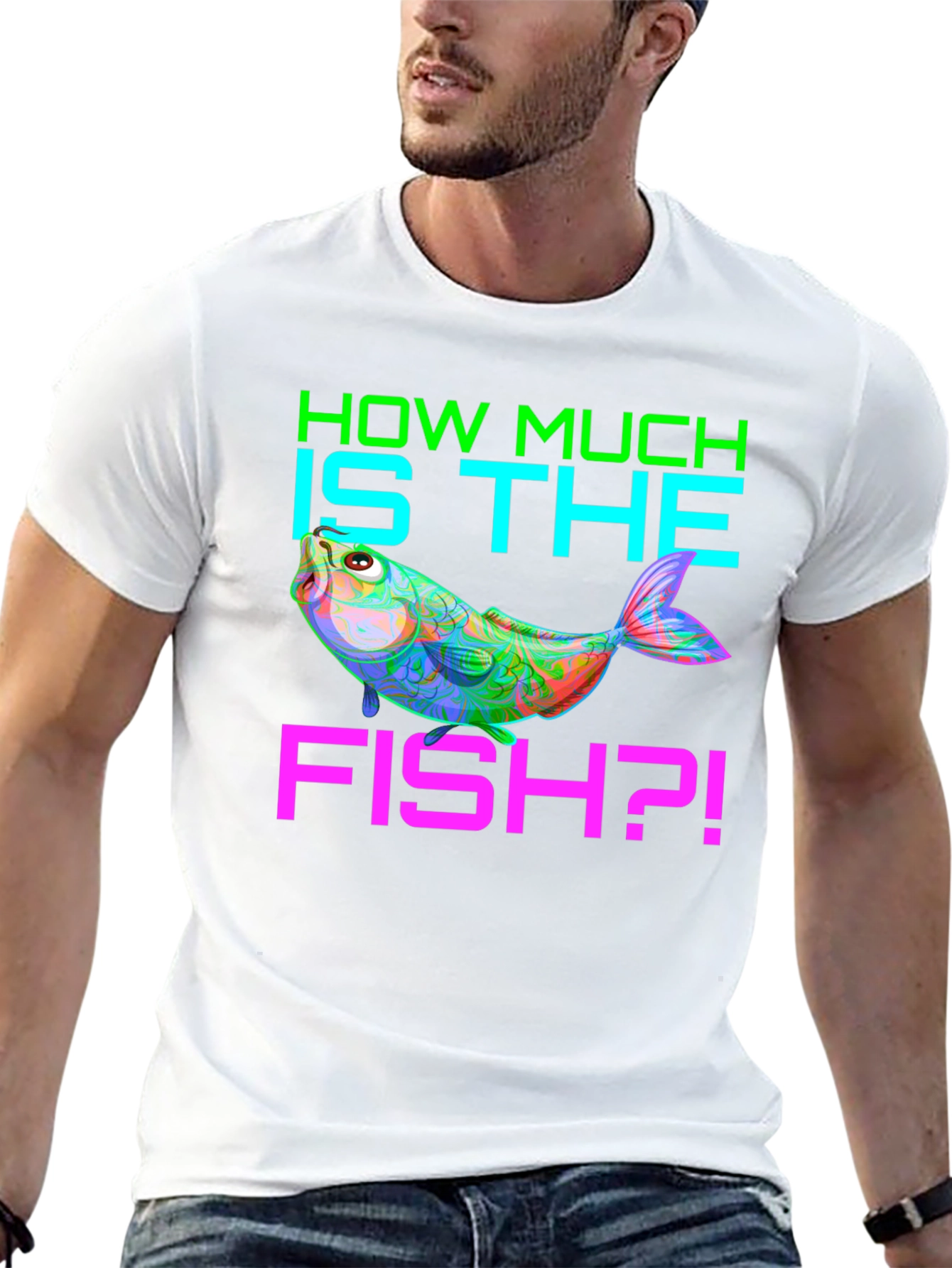Black How Much is the Fish? Men's Graphic T-Shirt view 13
