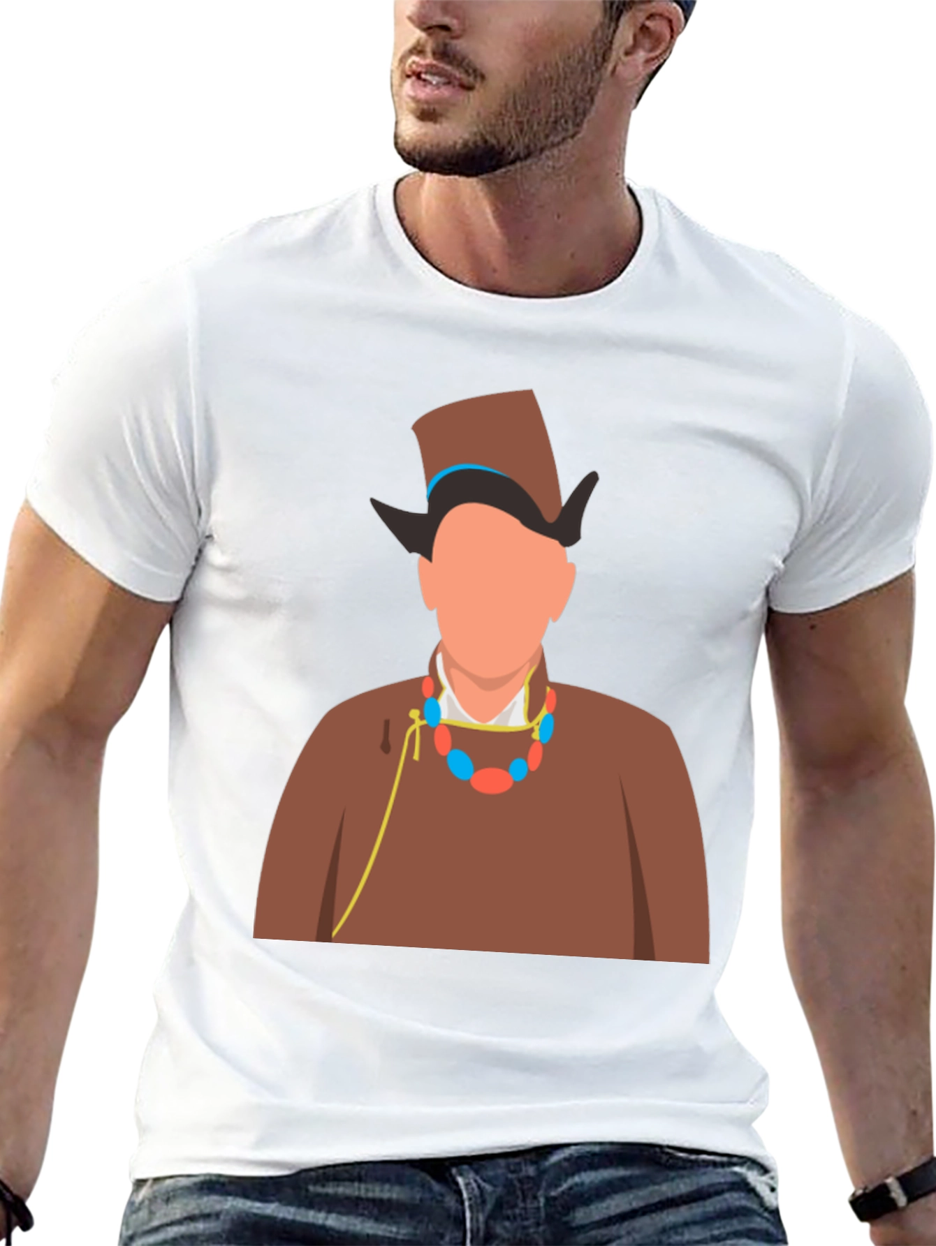 Black Stylish Graphic Tee: Man in Traditional Outfit view 13