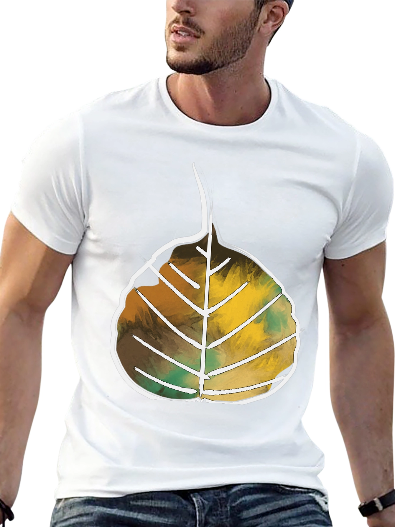Black Leaf Design Black T-Shirt | Casual Wear view 13