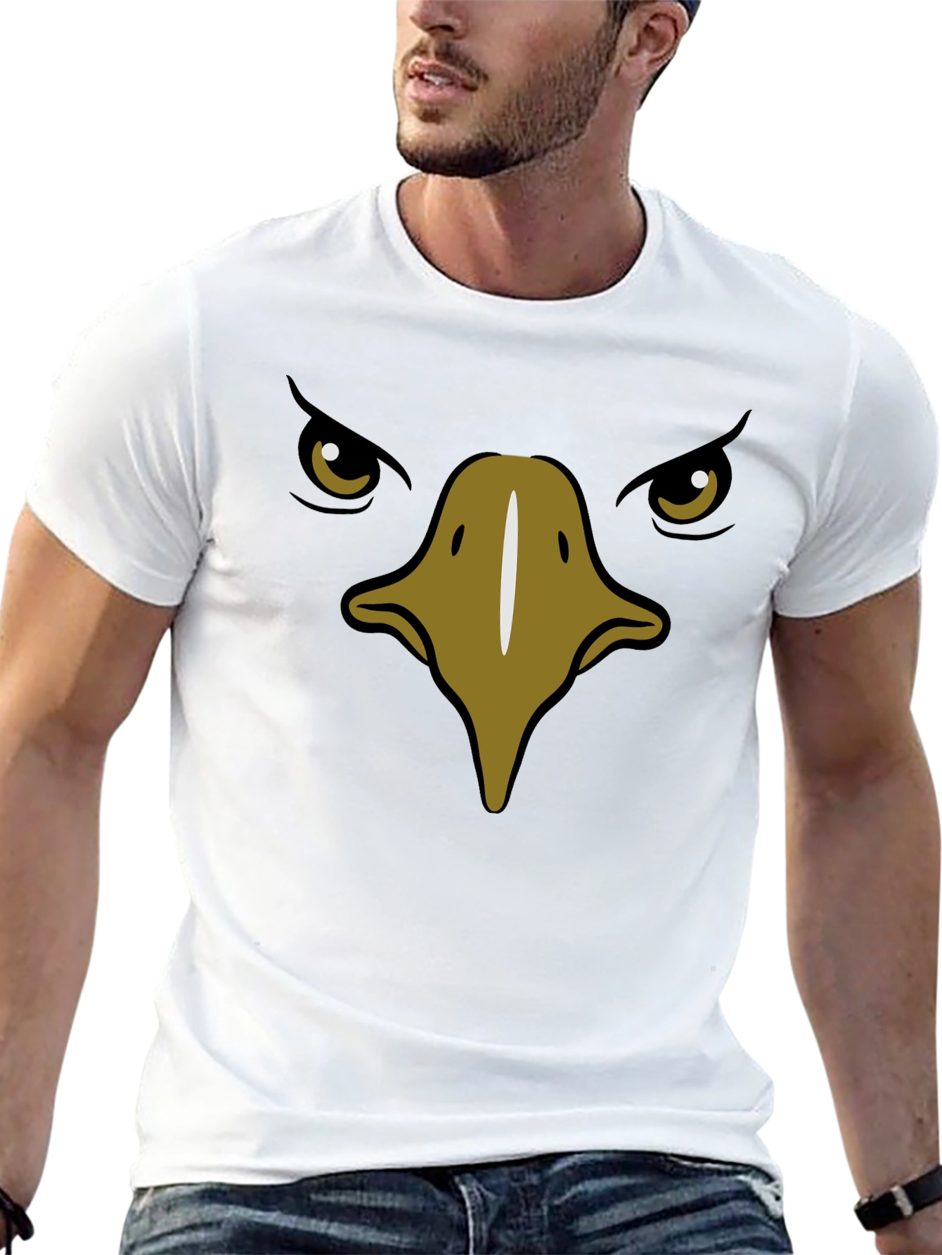 Black Bold Eagle Face Graphic Black T-Shirt view 13