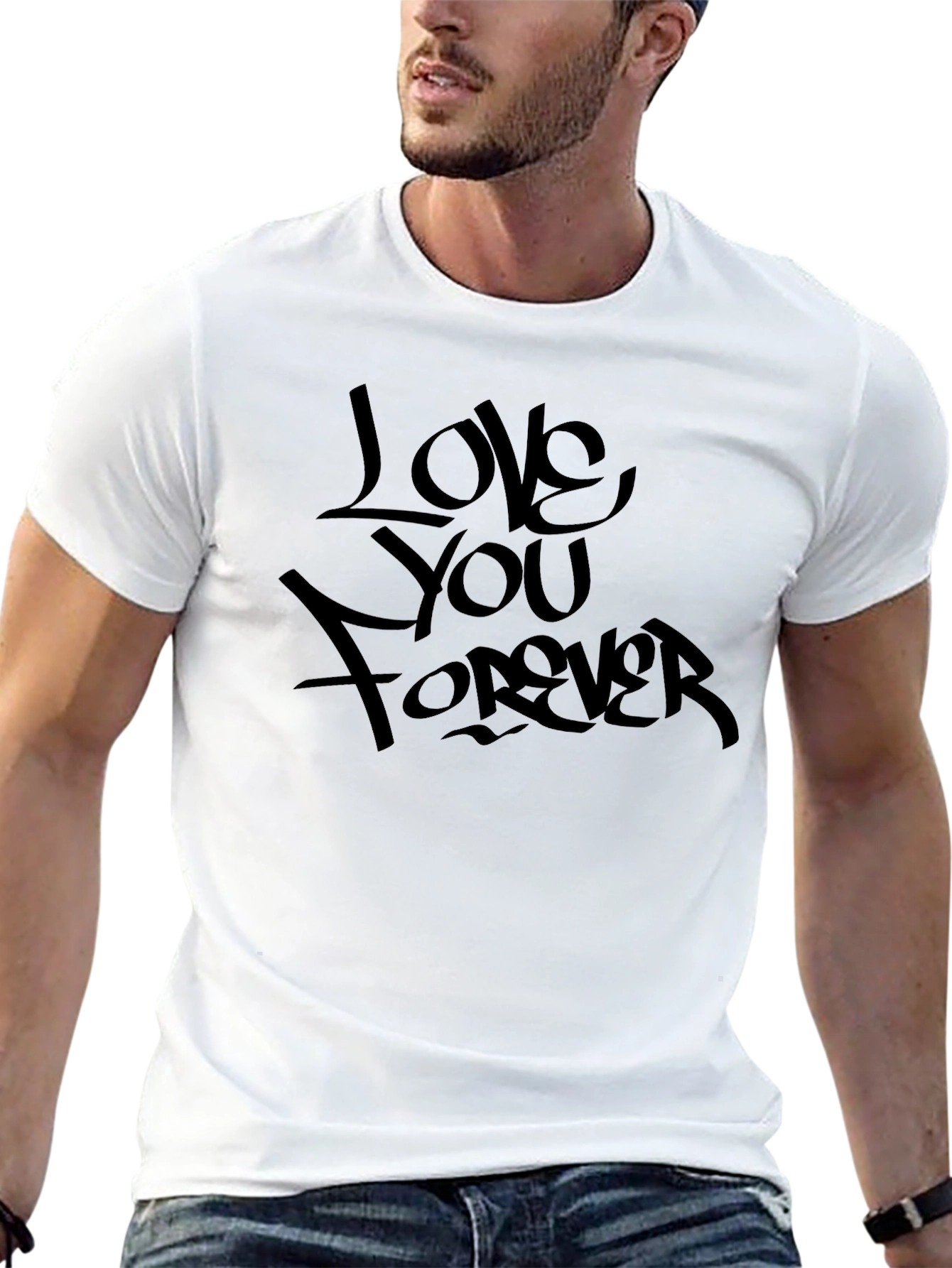 Black Love You Forever Black Graphic T-Shirt view 13