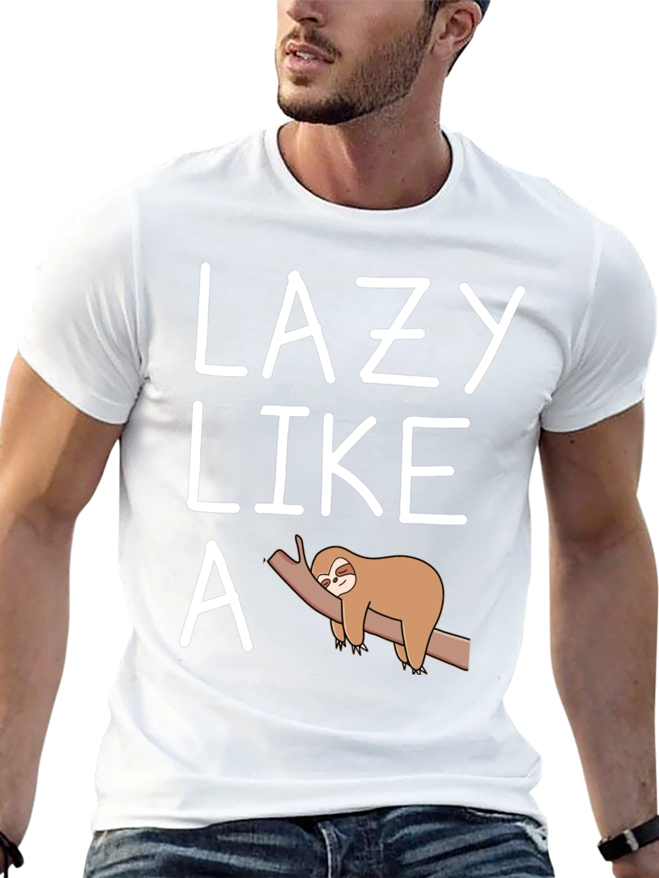 Black Lazy Like a Sloth T-Shirt Funny Graphic Tee view 13