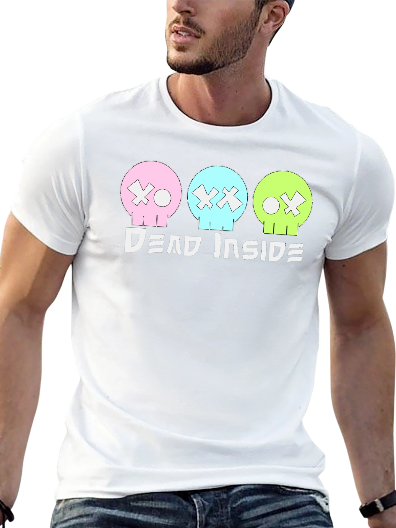 Black Dead Inside T-Shirt: Pastel Skulls, Trendy Graphic Tee view 13