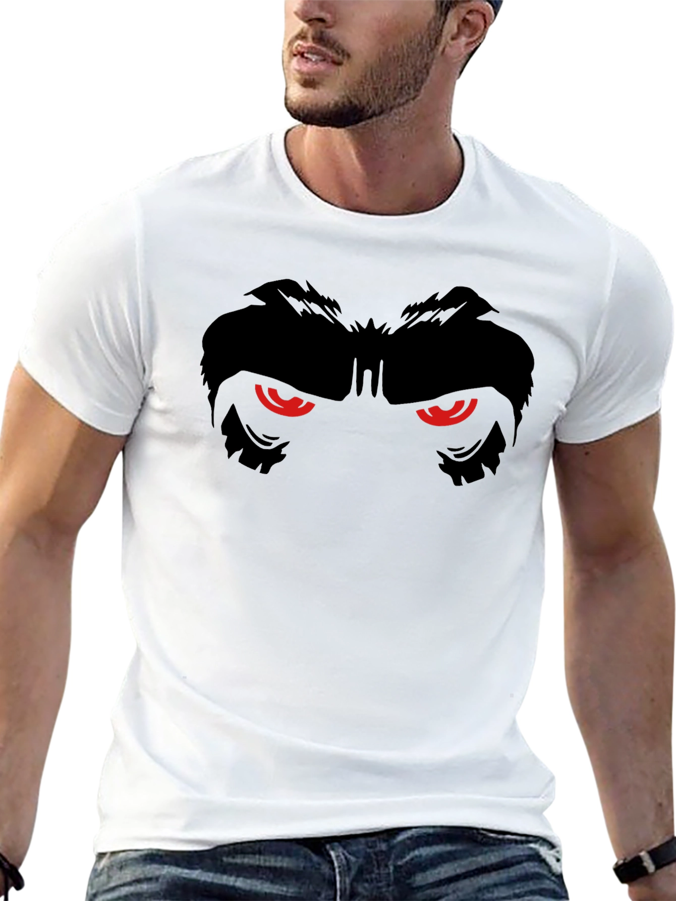 Black Men's Black T-Shirt with Gorilla Eyes Graphic view 13