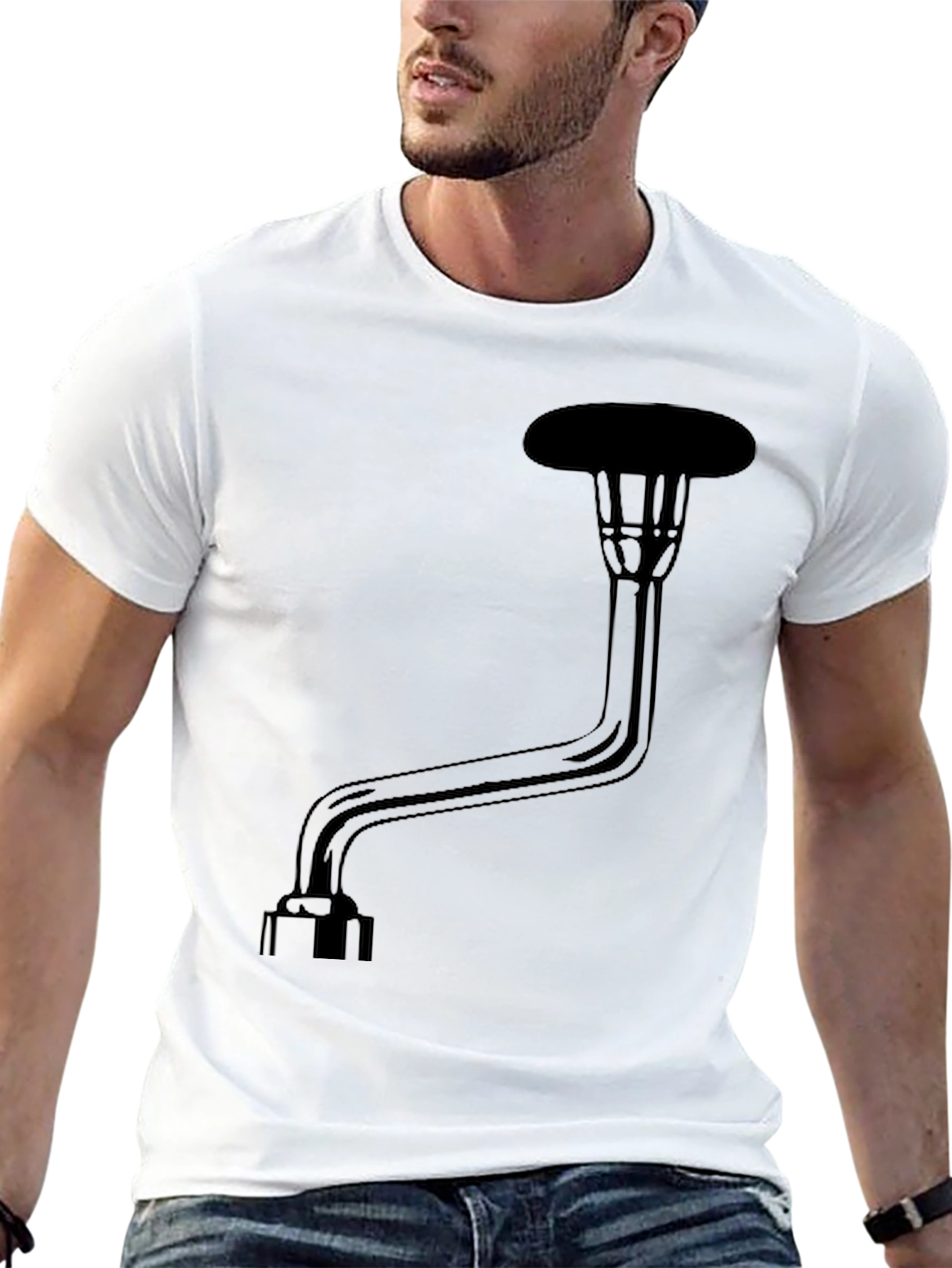 Black Novelty Toilet Plunger Graphic T-Shirt view 13
