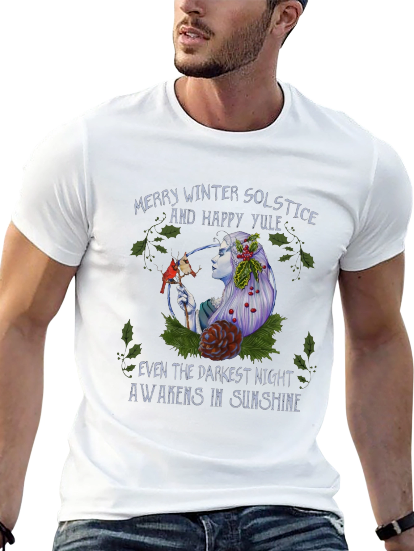 Black Winter Solstice & Happy Yule Graphic T-Shirt view 13