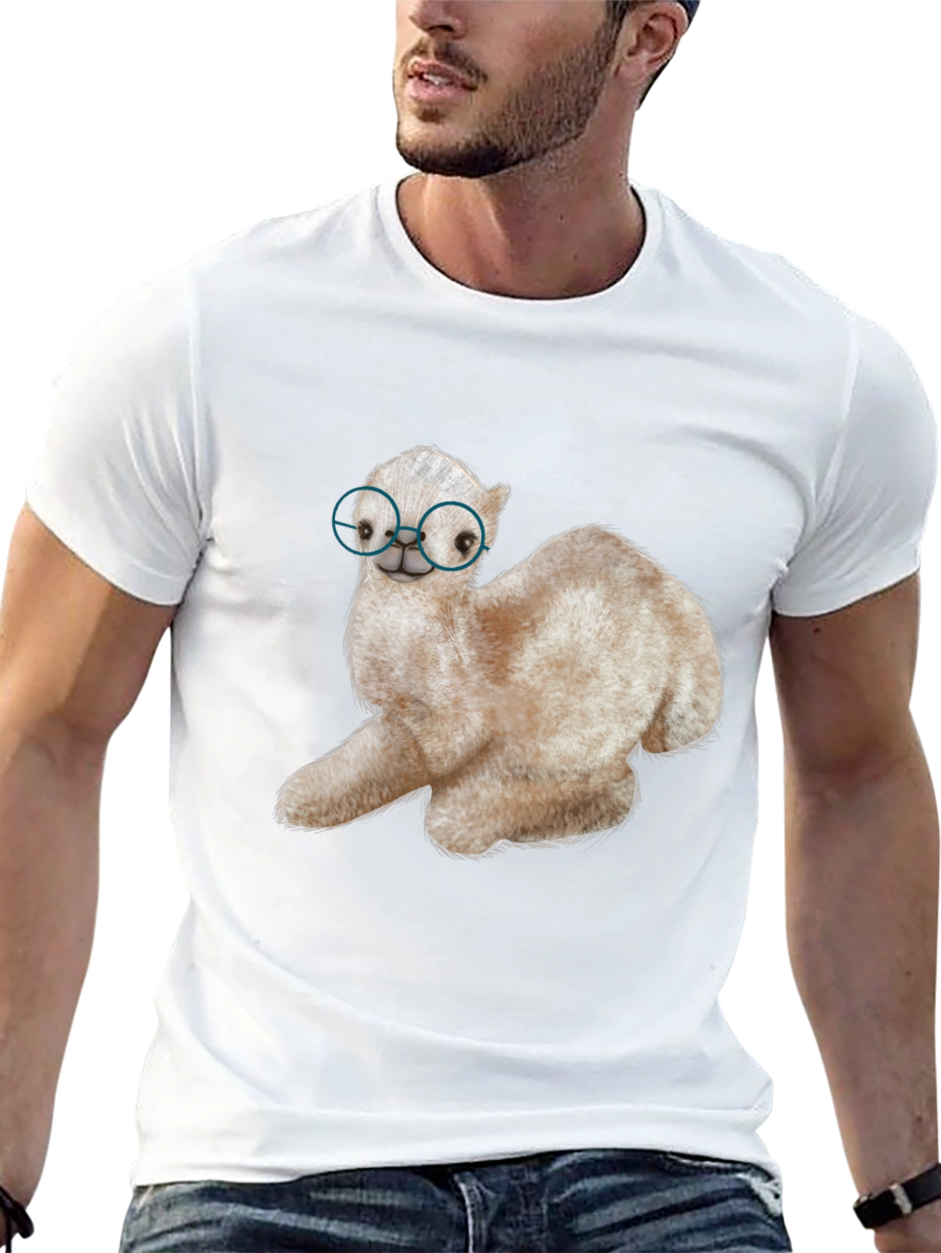 Black Alpaca with Glasses Graphic Tee view 13