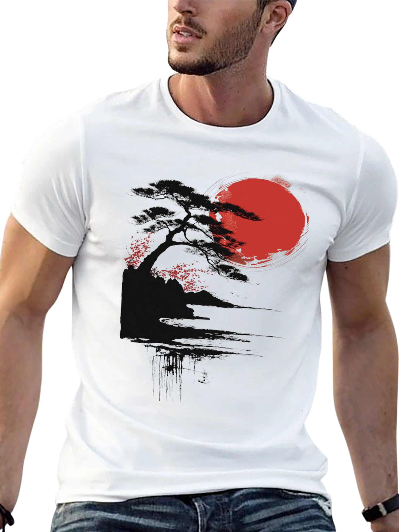 Black Rising Sun Graphic Tee - Black Cotton Blend view 13