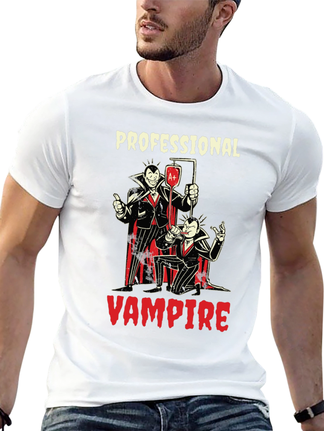 Black Professional Vampire Graphic T-Shirt - Novelty Tee view 13