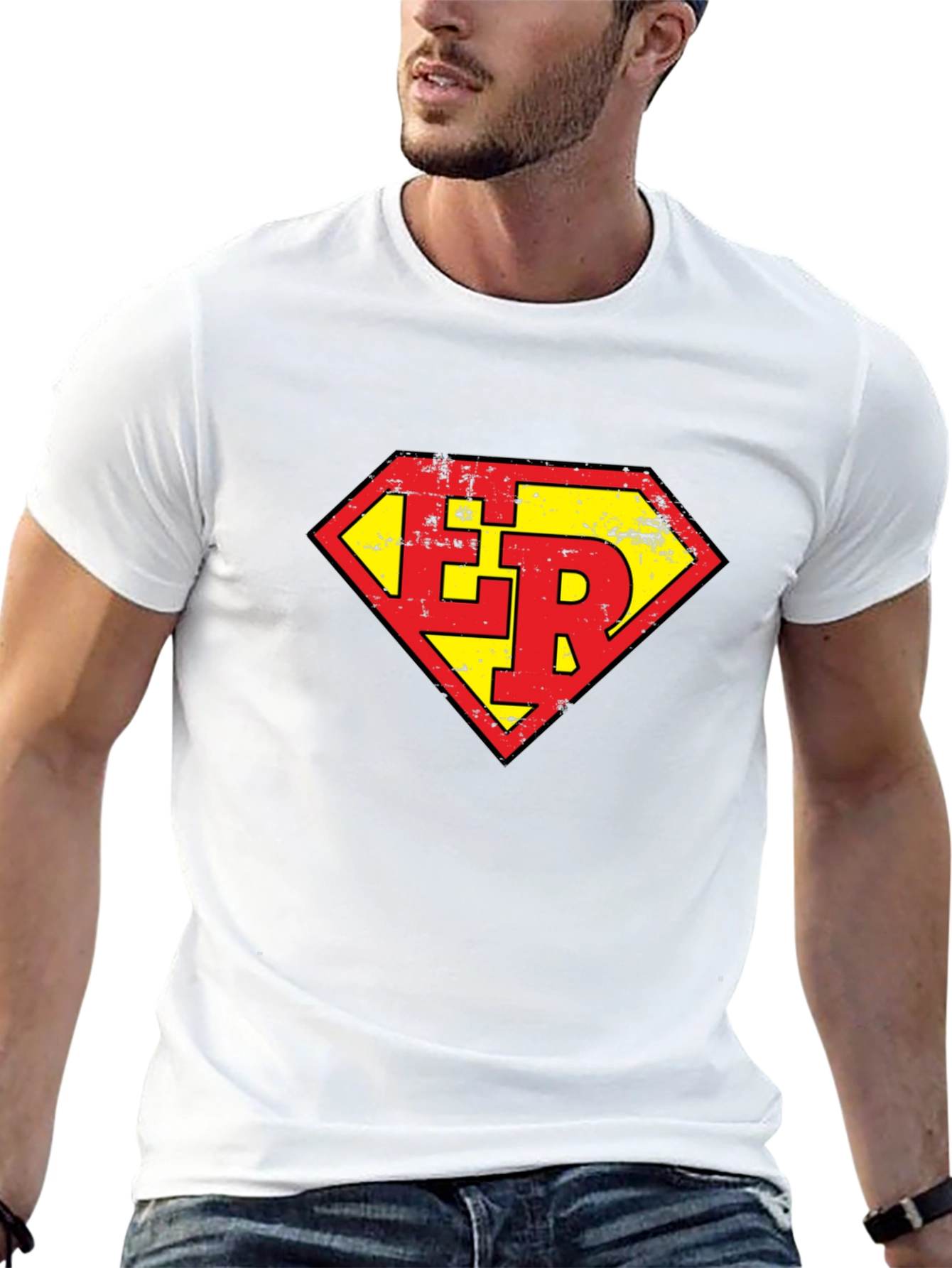 Black ER Super Hero Style Graphic Tee - Black view 13