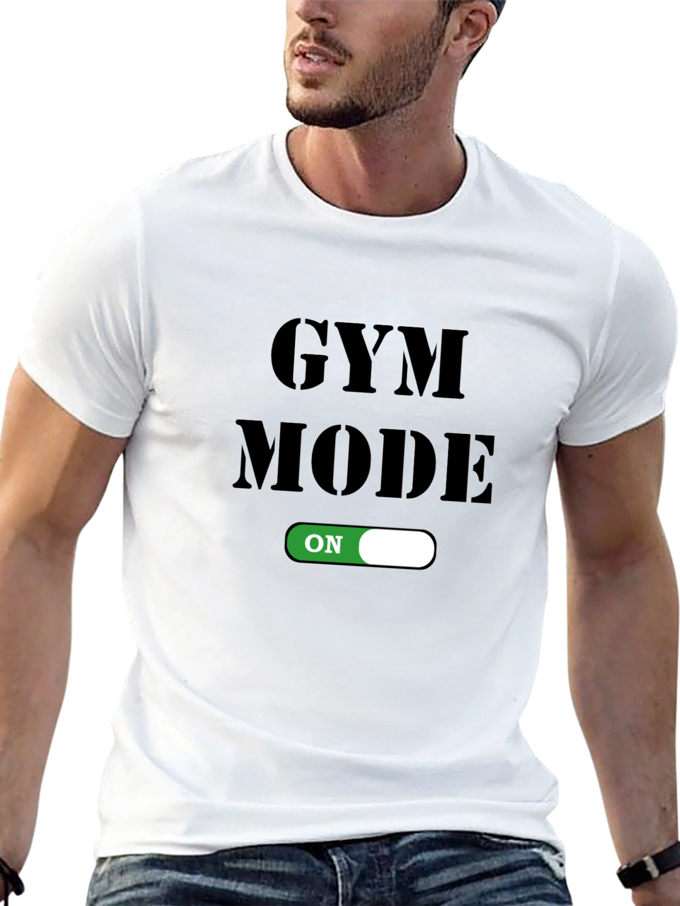 Black Gym Mode On T-Shirt - Fitness Apparel view 13