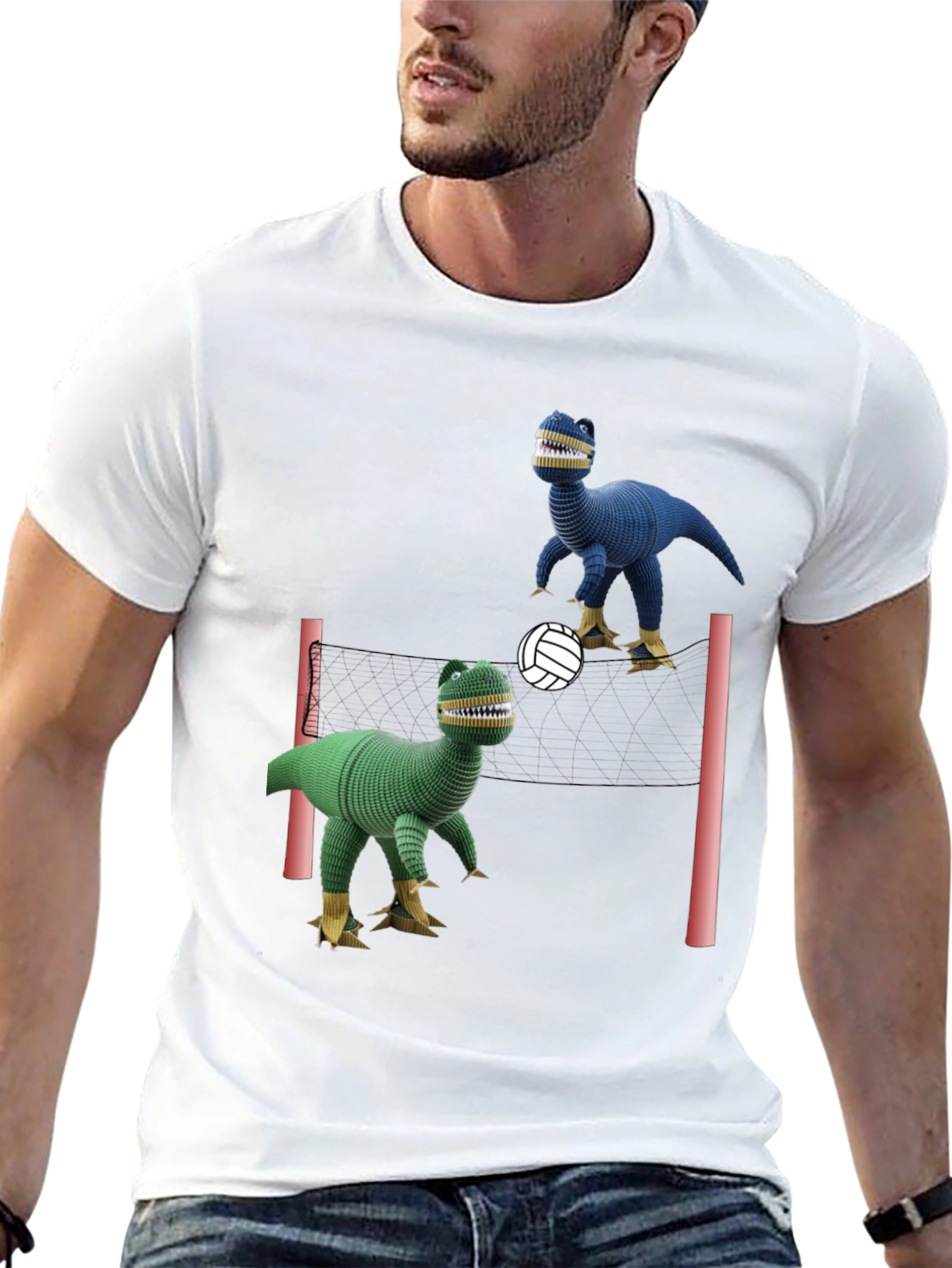 Black Dino Volleyball Black T-Shirt view 13