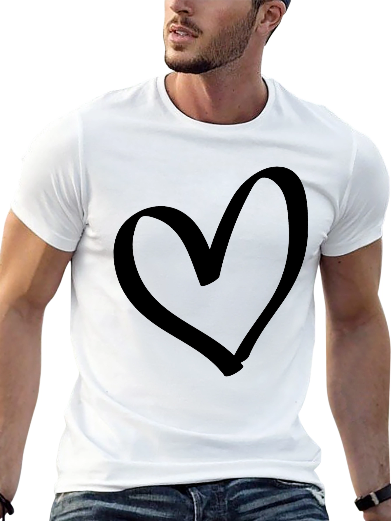 Black Heart Graphic Tee - Black Cotton Casual T-Shirt view 13
