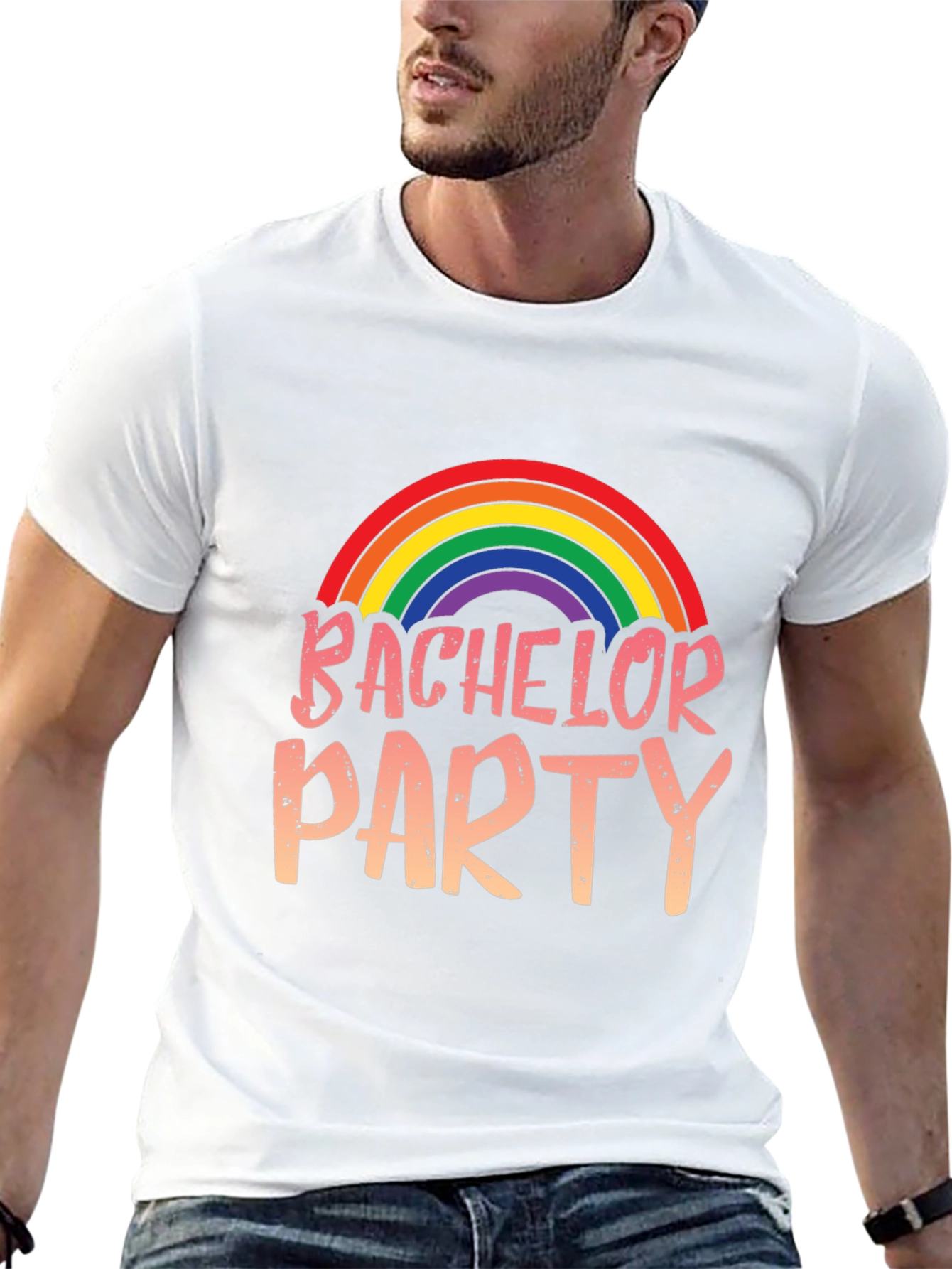 Black Bachelor Party Rainbow Graphic Tee view 13