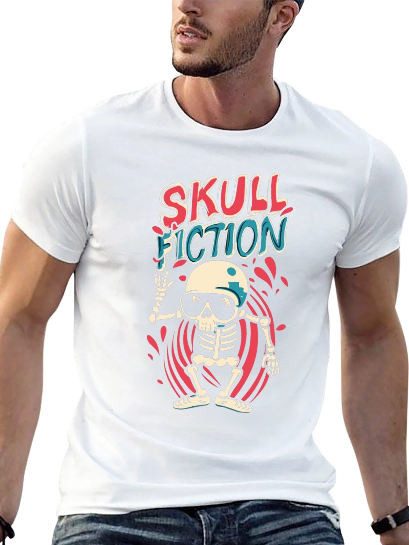 Black Skull Fiction Graphic Tee - Black view 13