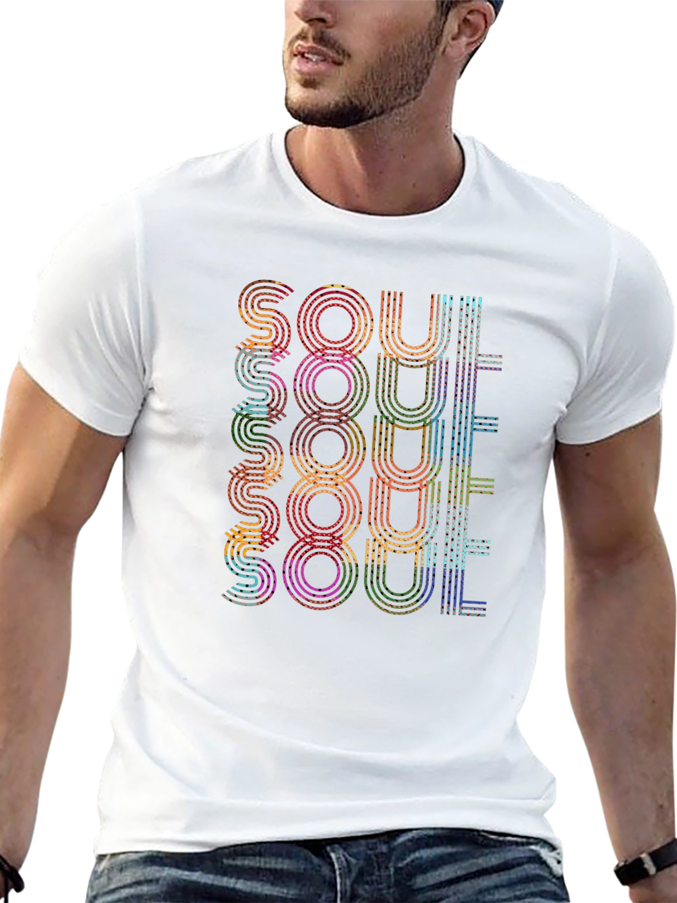 Black Retro Soul T-Shirt - Colorful Vintage Design view 13
