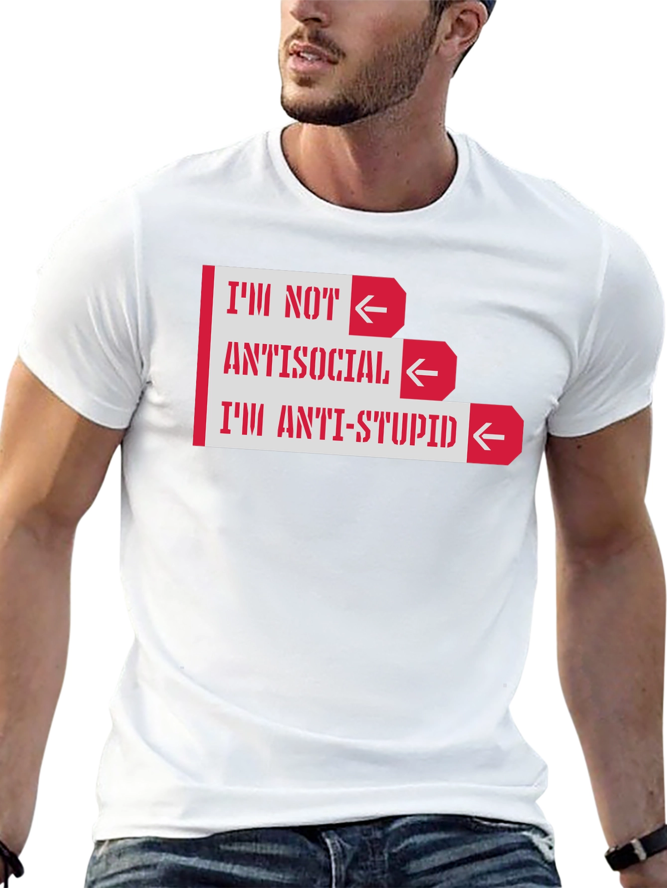 Black Anti-Stupid Graphic T-Shirt -  Funny Slogan Tee view 13