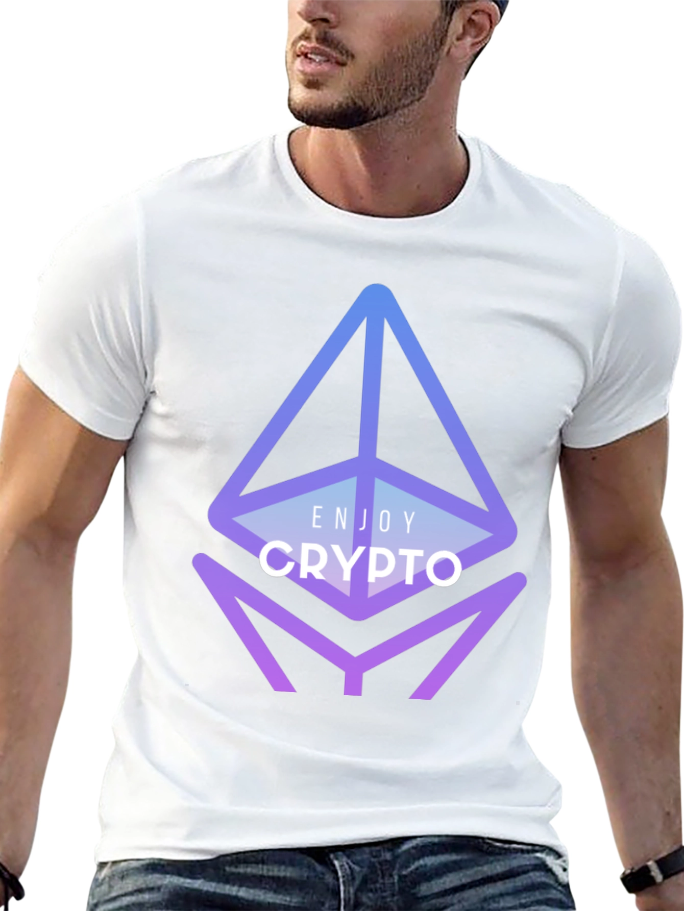 Black Enjoy Crypto Black T-Shirt - Ethereum Design view 13