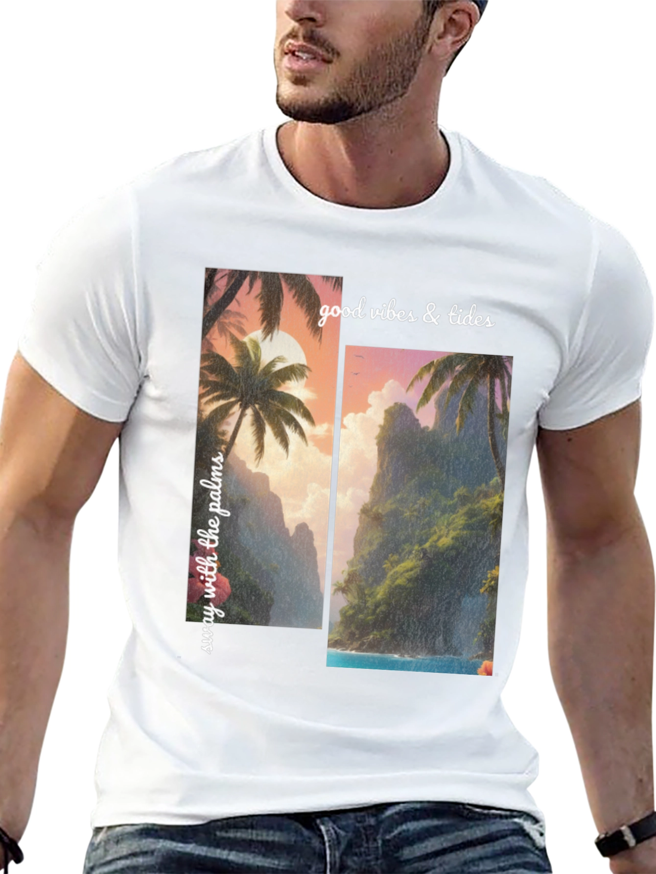 Tropical Vibes Graphic Tee - Sway with the Palms - 13