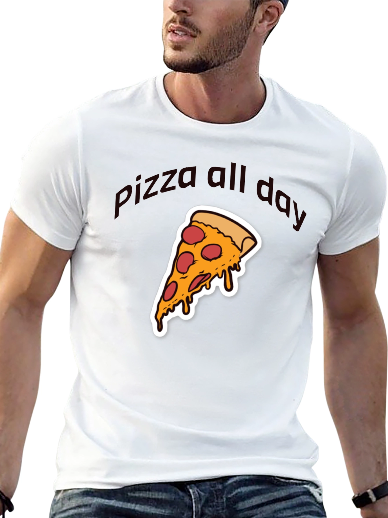Black Pizza All Day Graphic T-Shirt - Casual Wear view 13