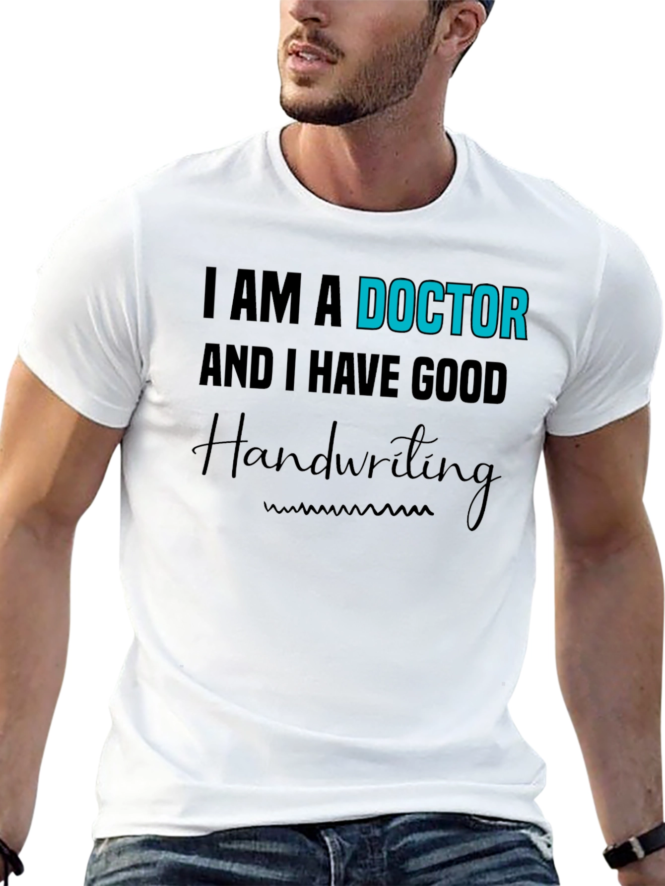Black I am a Doctor Handwriting T-Shirt view 13