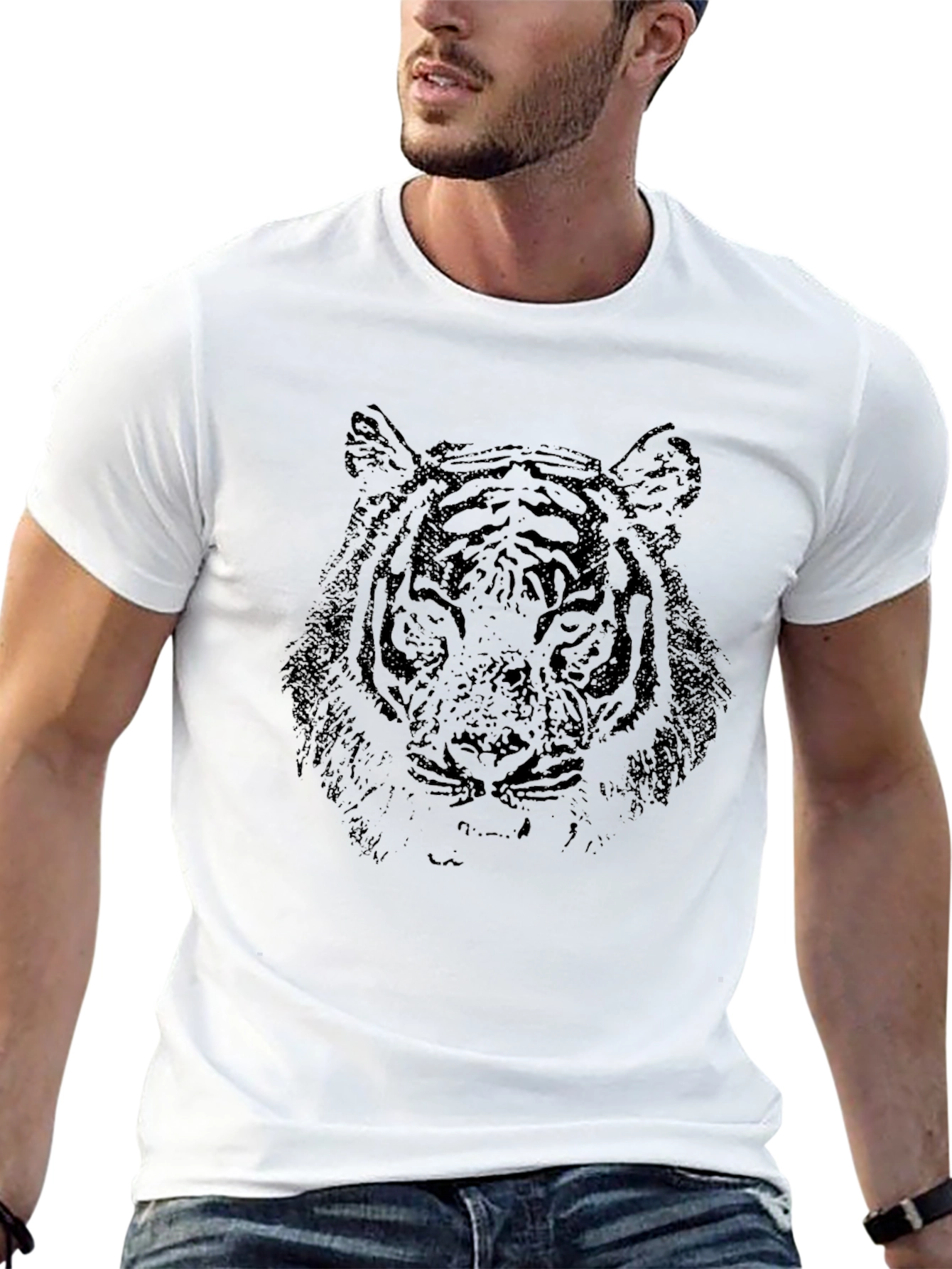 Black Black Tiger Graphic Tee - Mens Casual T-Shirt view 13