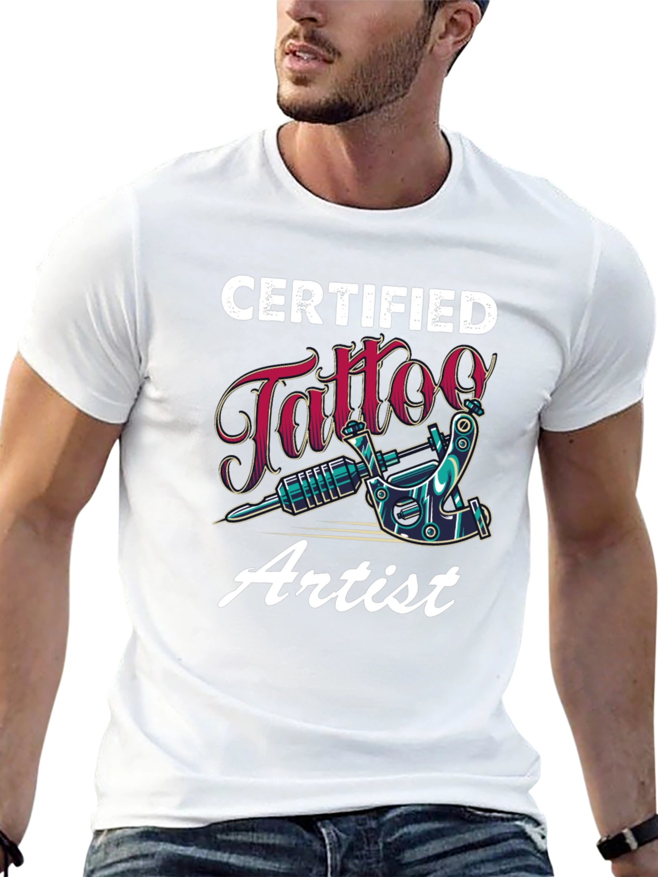 Black Certified Tattoo Artist Black T-Shirt view 13