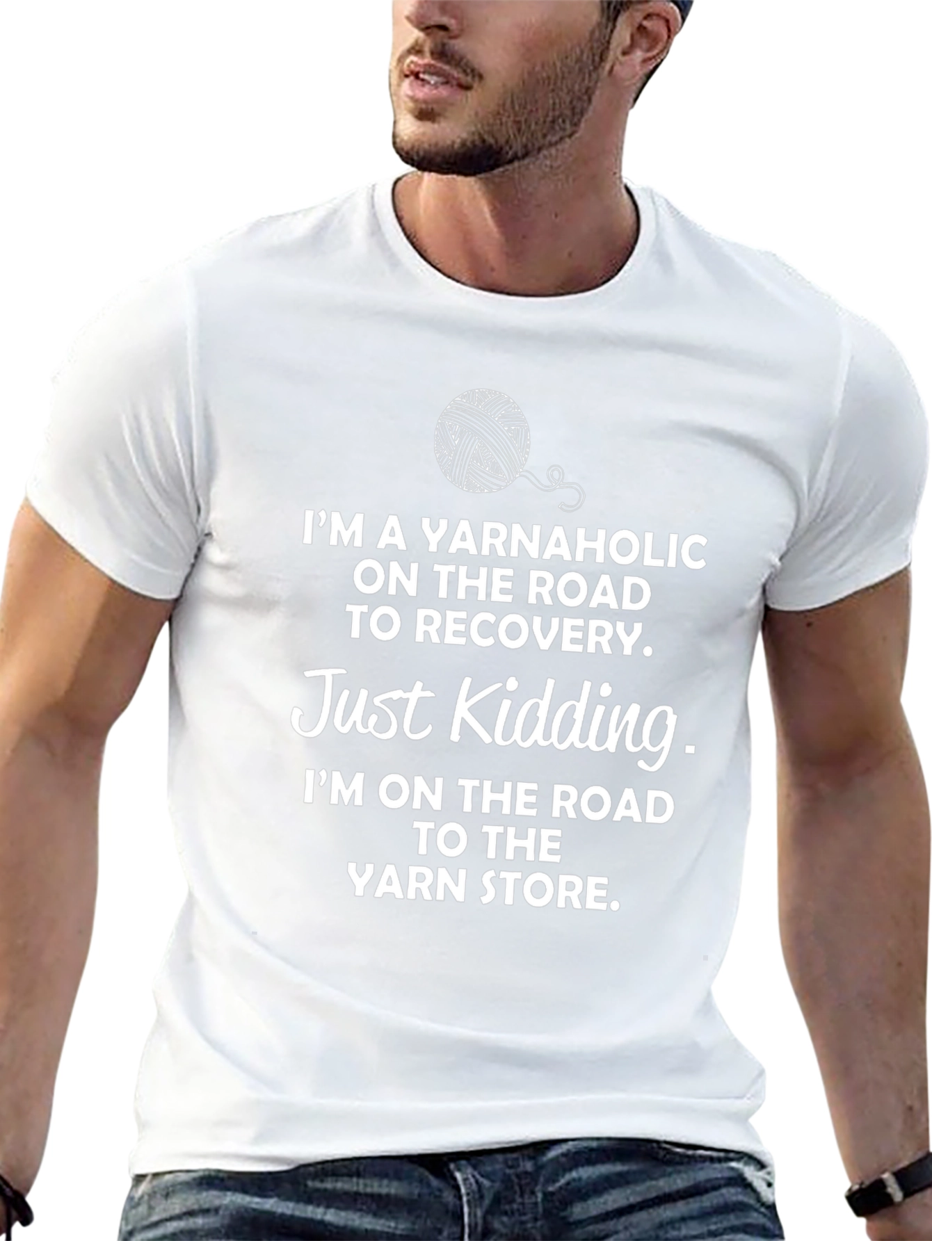 Black Yarnaholic T-Shirt - Funny Knitting Lover Tee view 13