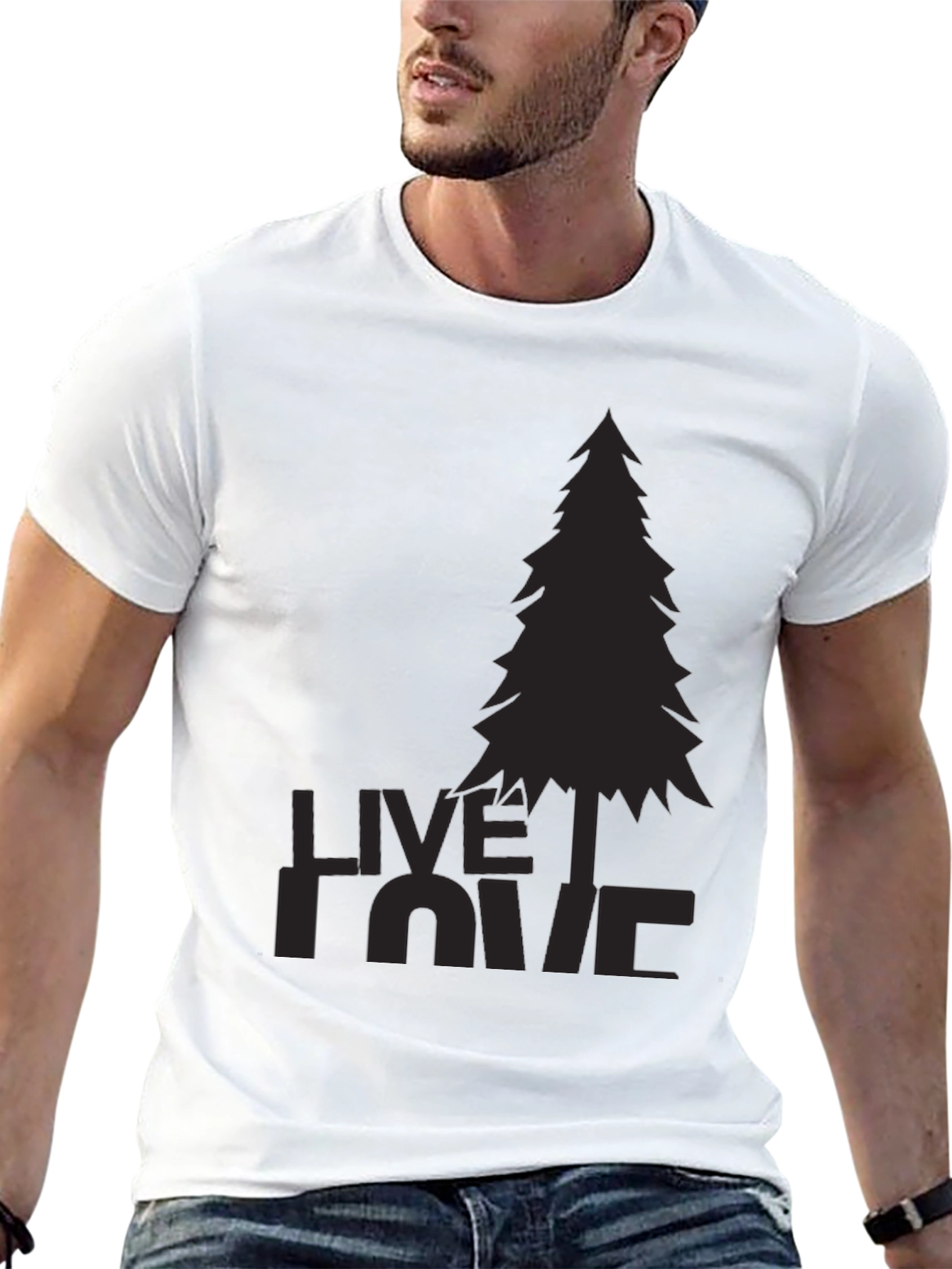 Black Nature Lover's Black Tee - Live, Love, Pine view 13