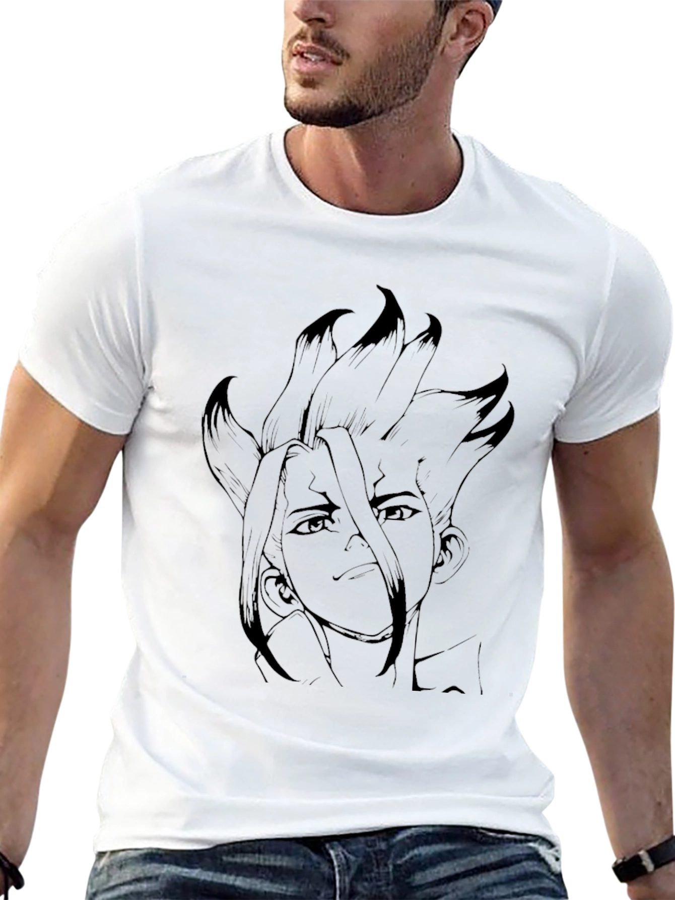 Black Anime Character Graphic Tee - Black view 13